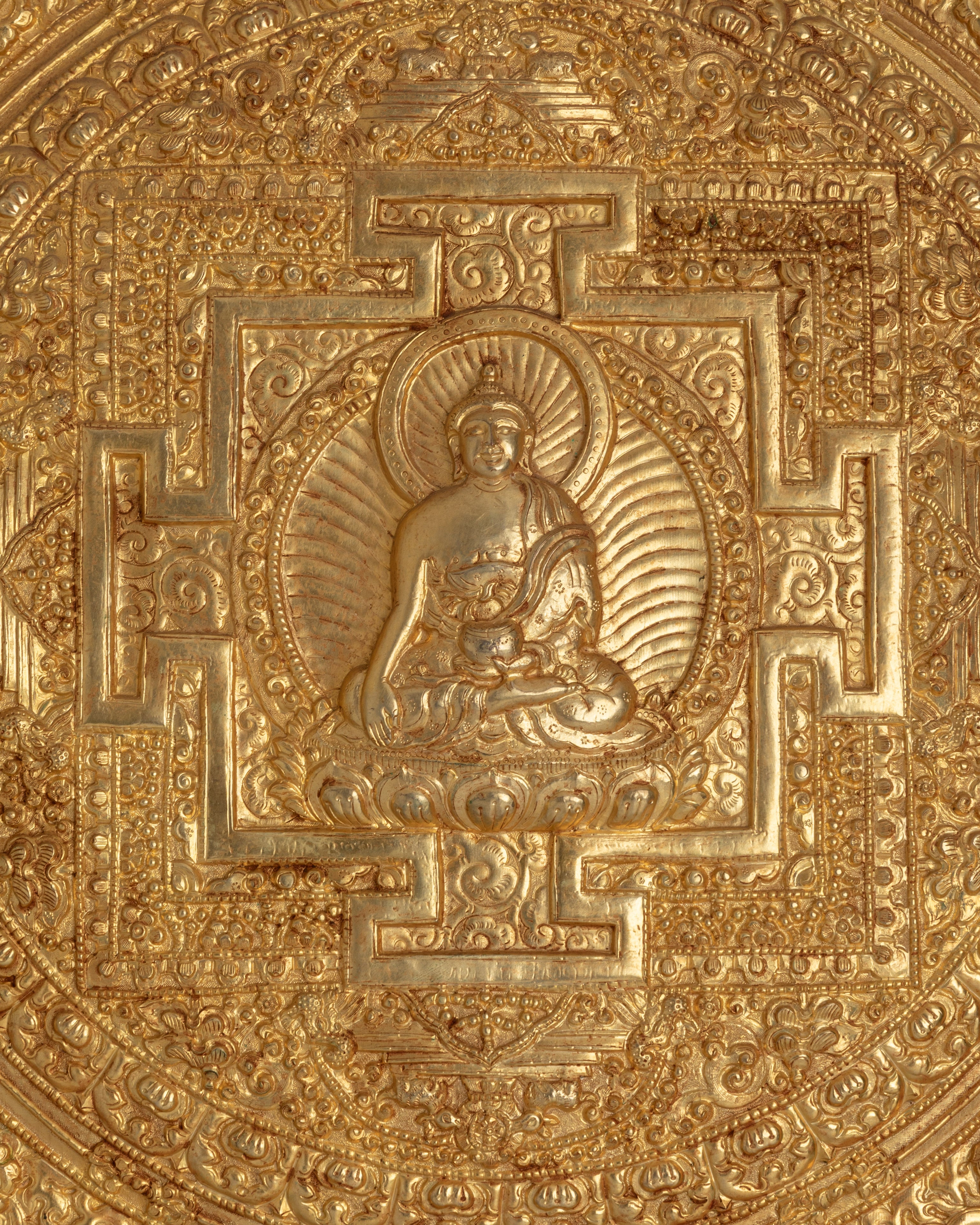 Tibetan Buddha Mandala Wall Hanging | Sacred Art with Lotus and Floral Motifs