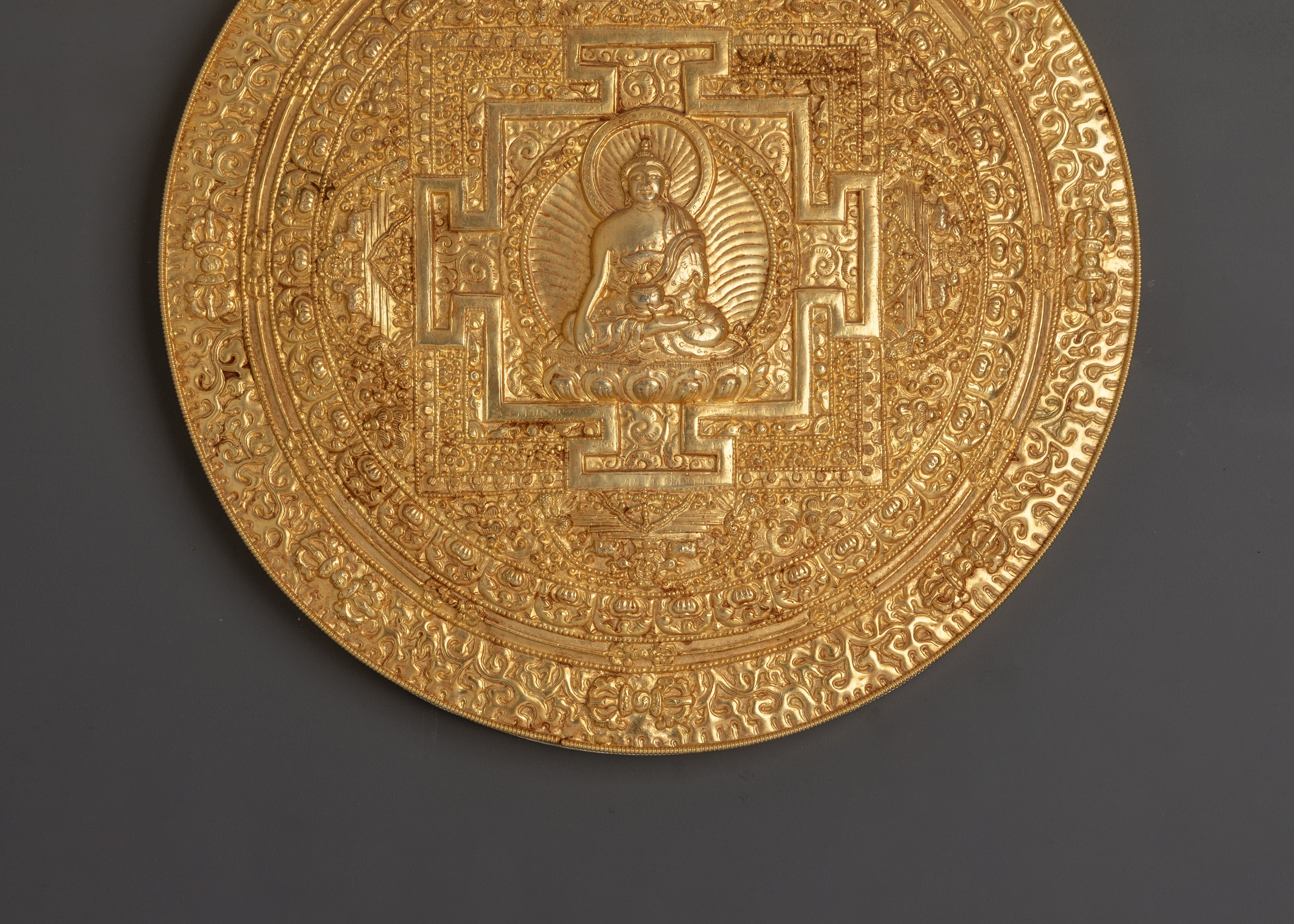 Tibetan Buddha Mandala Wall Hanging | Sacred Art with Lotus and Floral Motifs