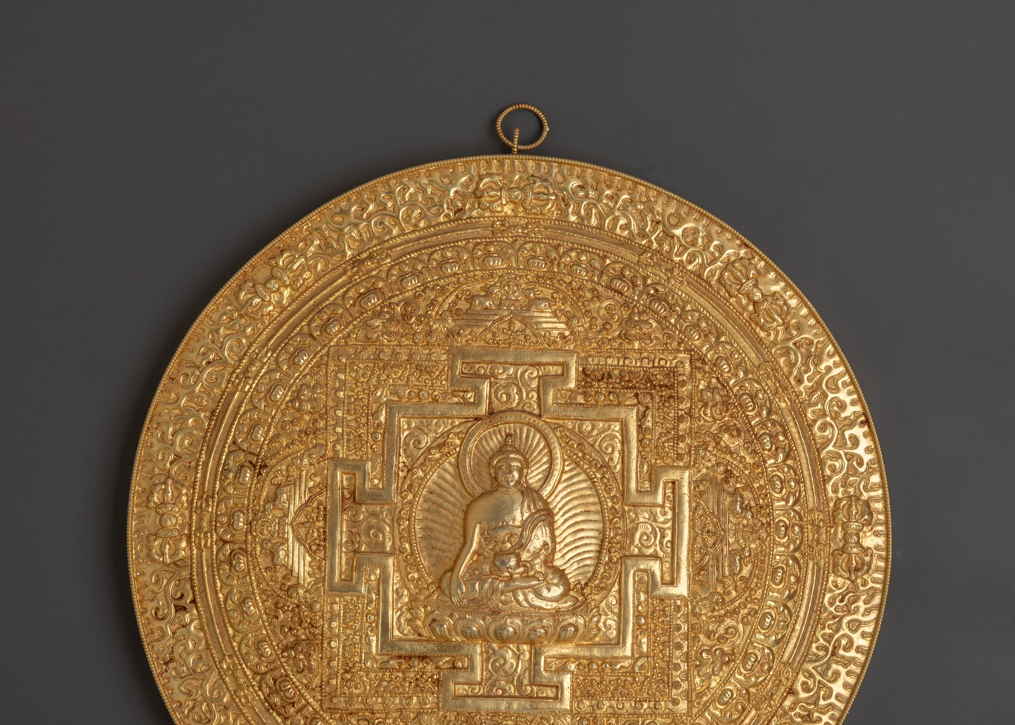 Tibetan Buddha Mandala Wall Hanging | Sacred Art with Lotus and Floral Motifs