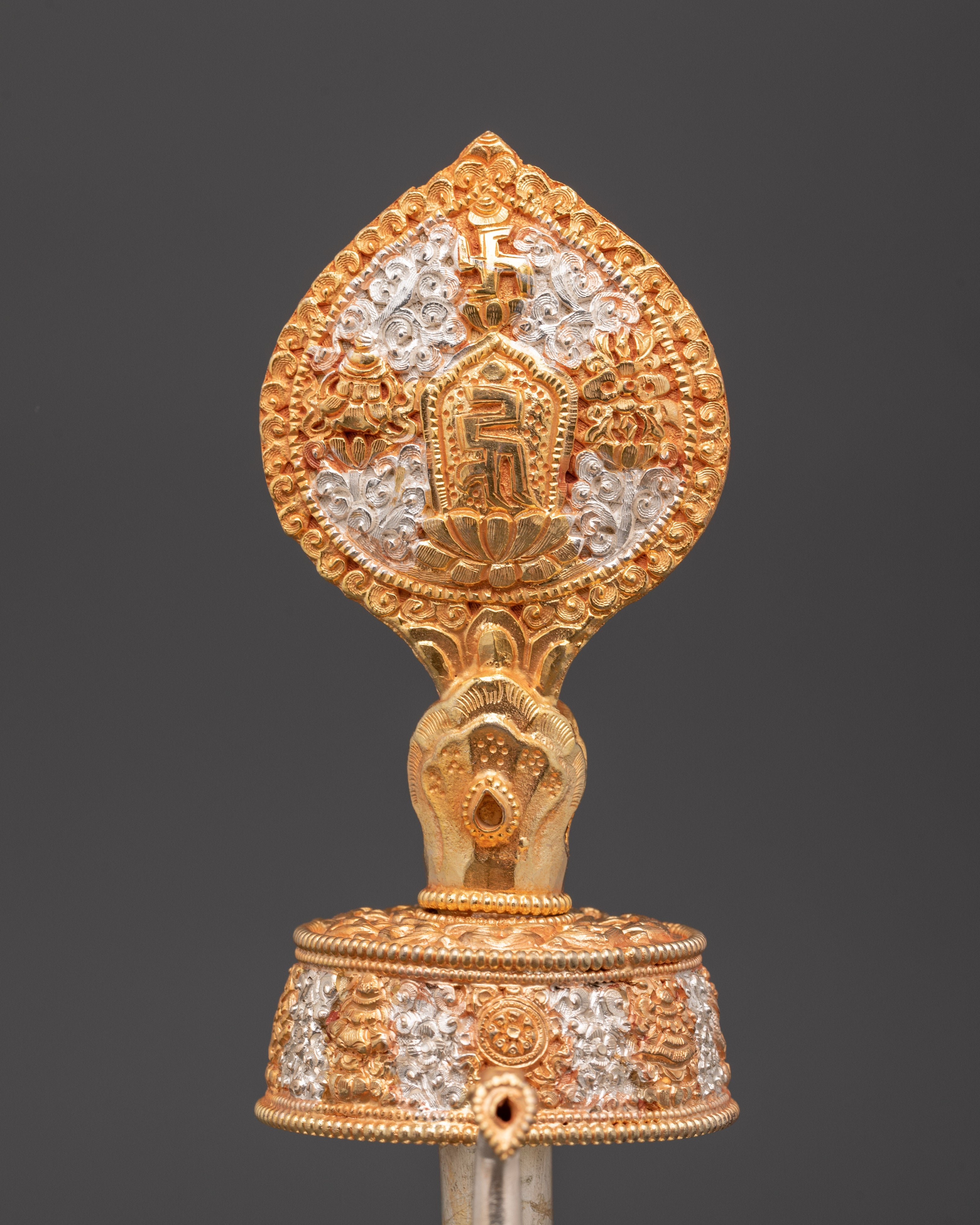 Tibetan Bhumba Ritual Offering Vase | Gold & Silver Plated Ritual Altar Vase