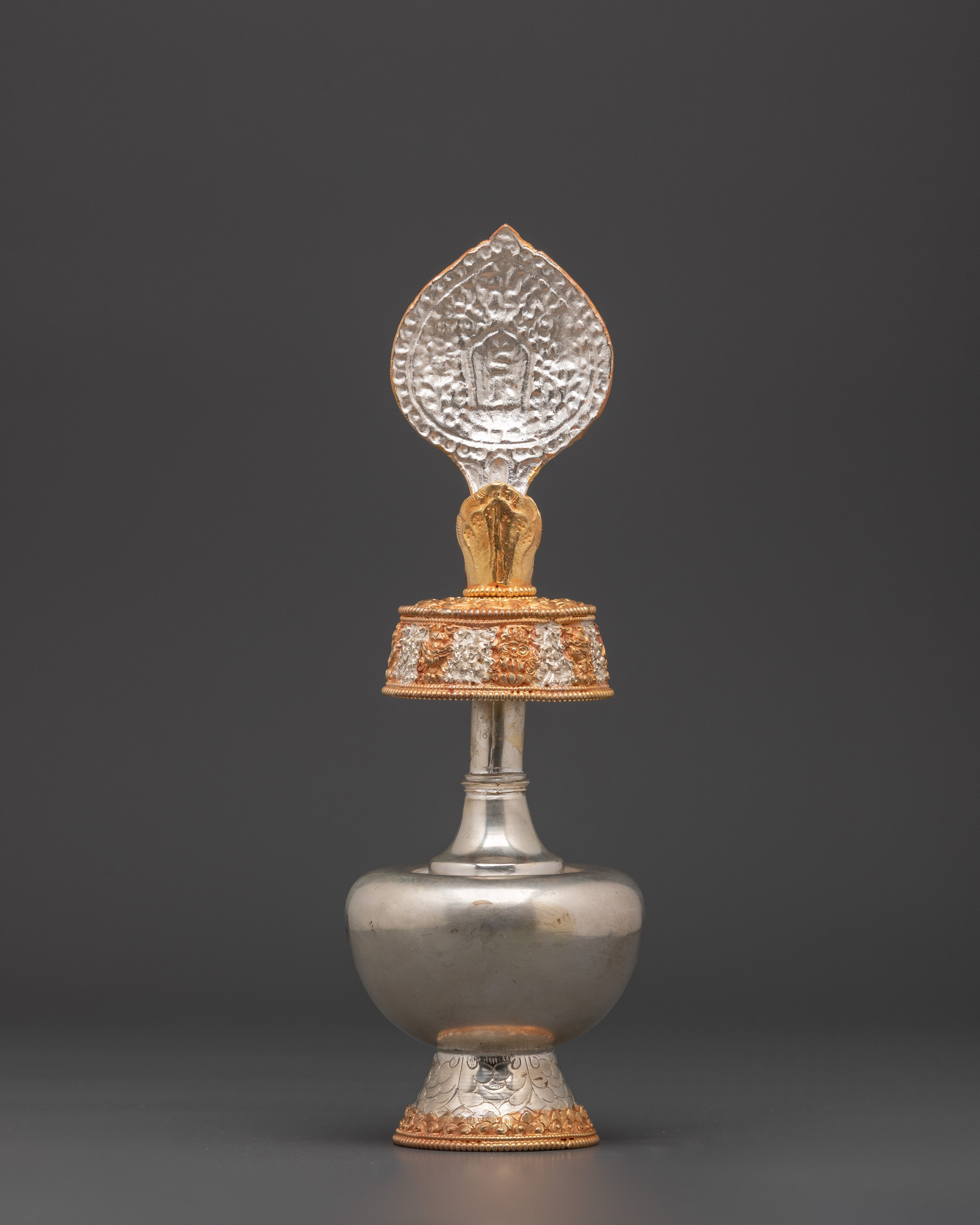 Tibetan Bhumba Ritual Offering Vase | Gold & Silver Plated Ritual Altar Vase