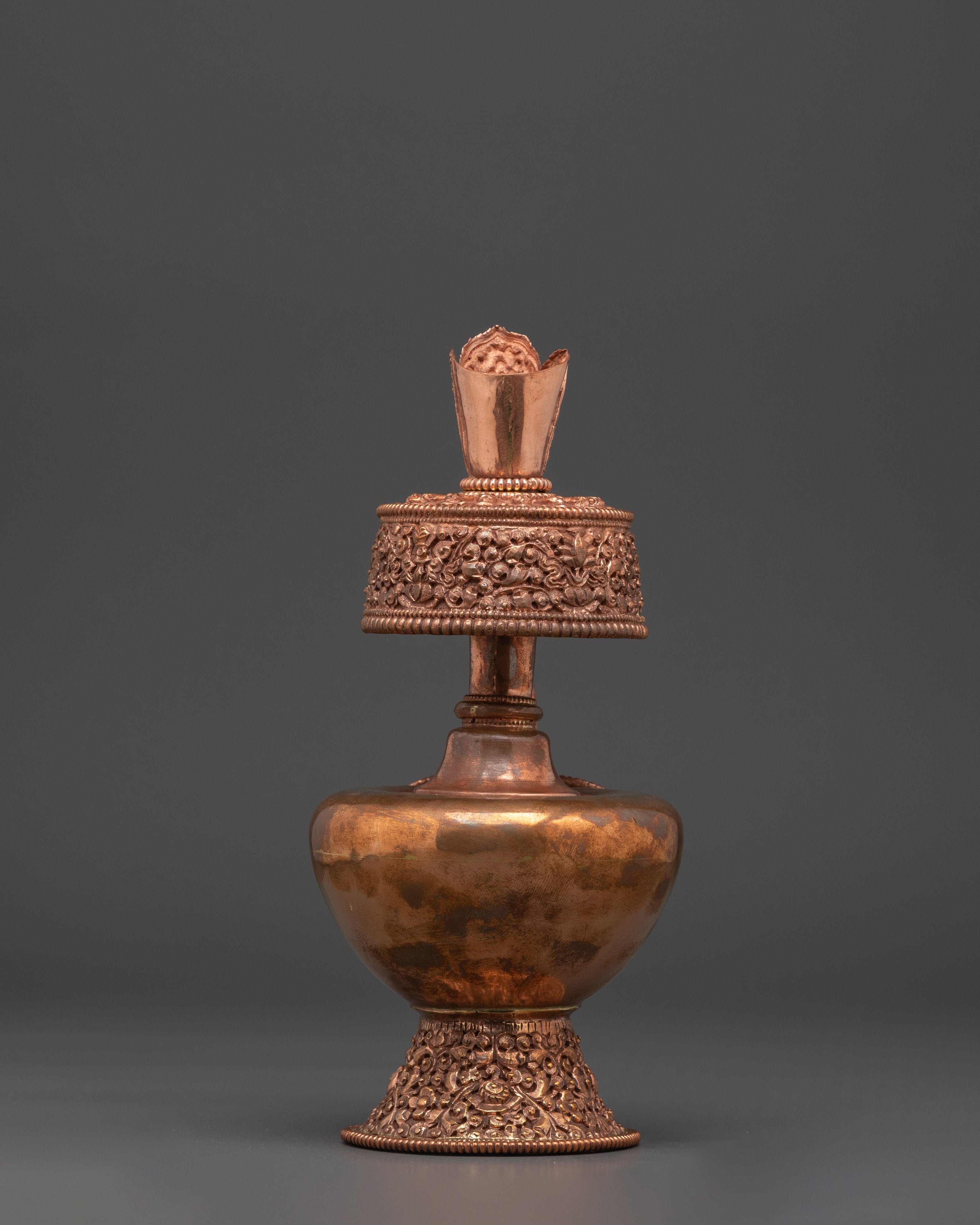 Tibetan Copper Bhumba | Traditional Ritual Vase for Purification & Altar Use