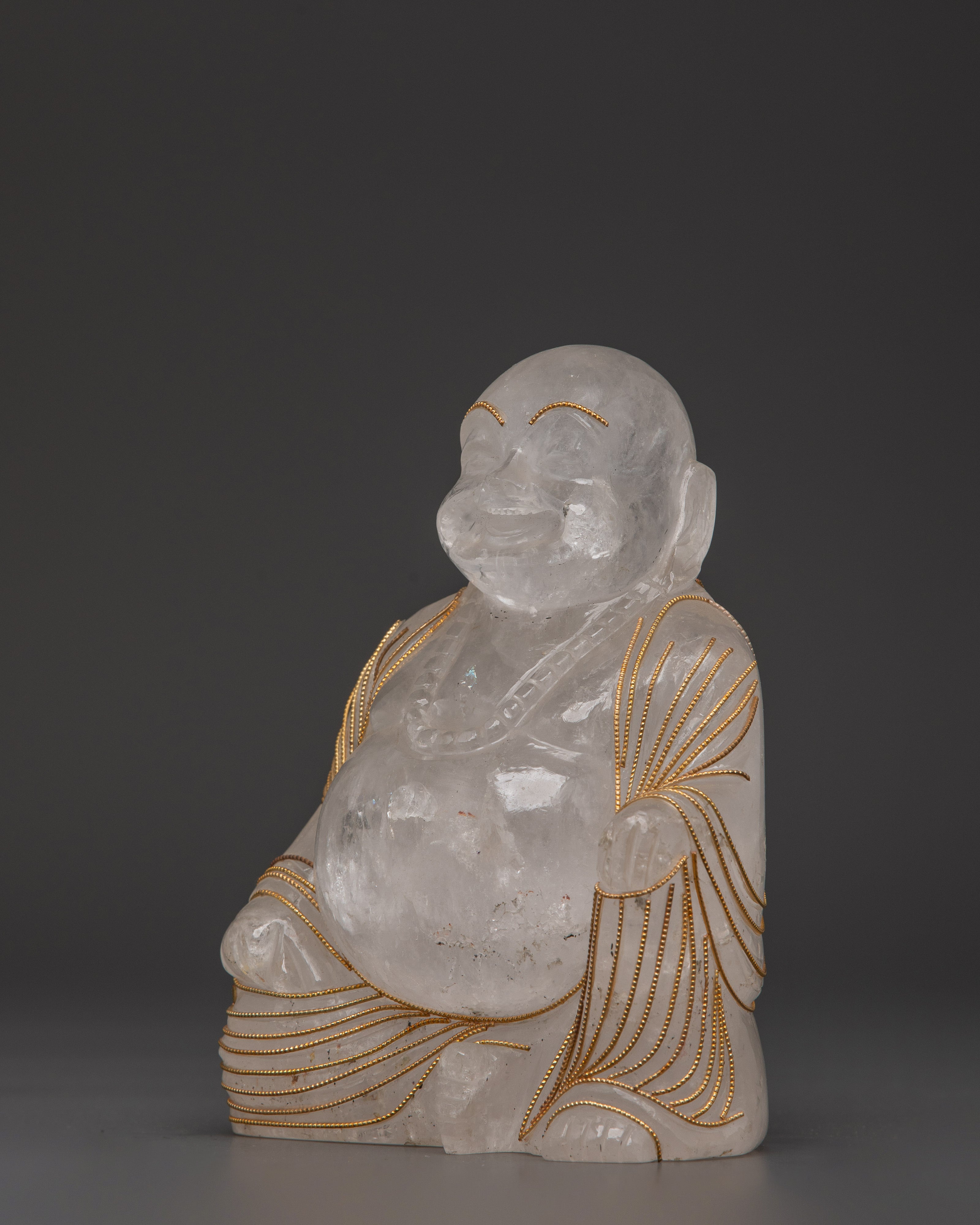 Crystal Laughing Buddha Statue | Handcrafted