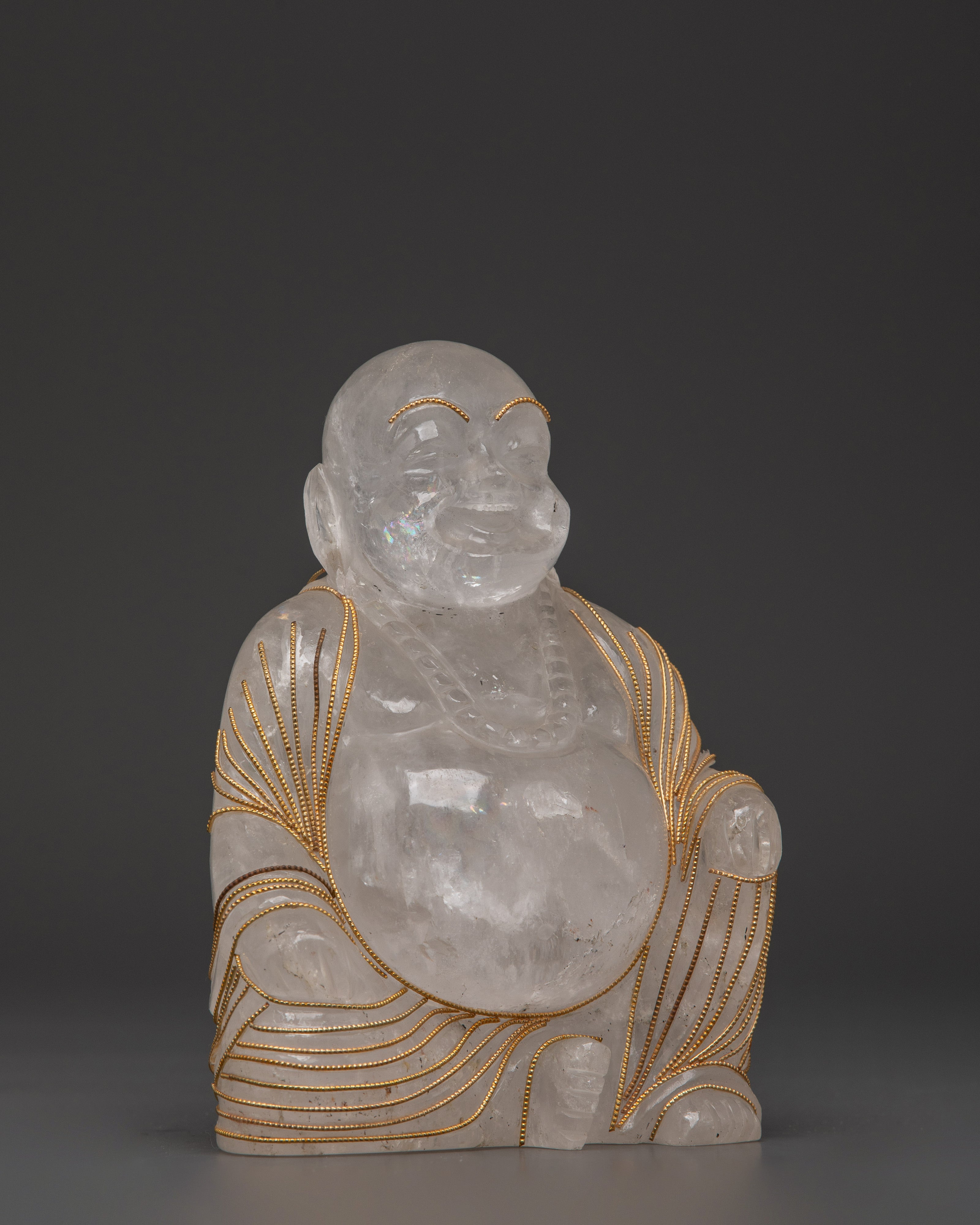 Crystal Laughing Buddha Statue | Handcrafted