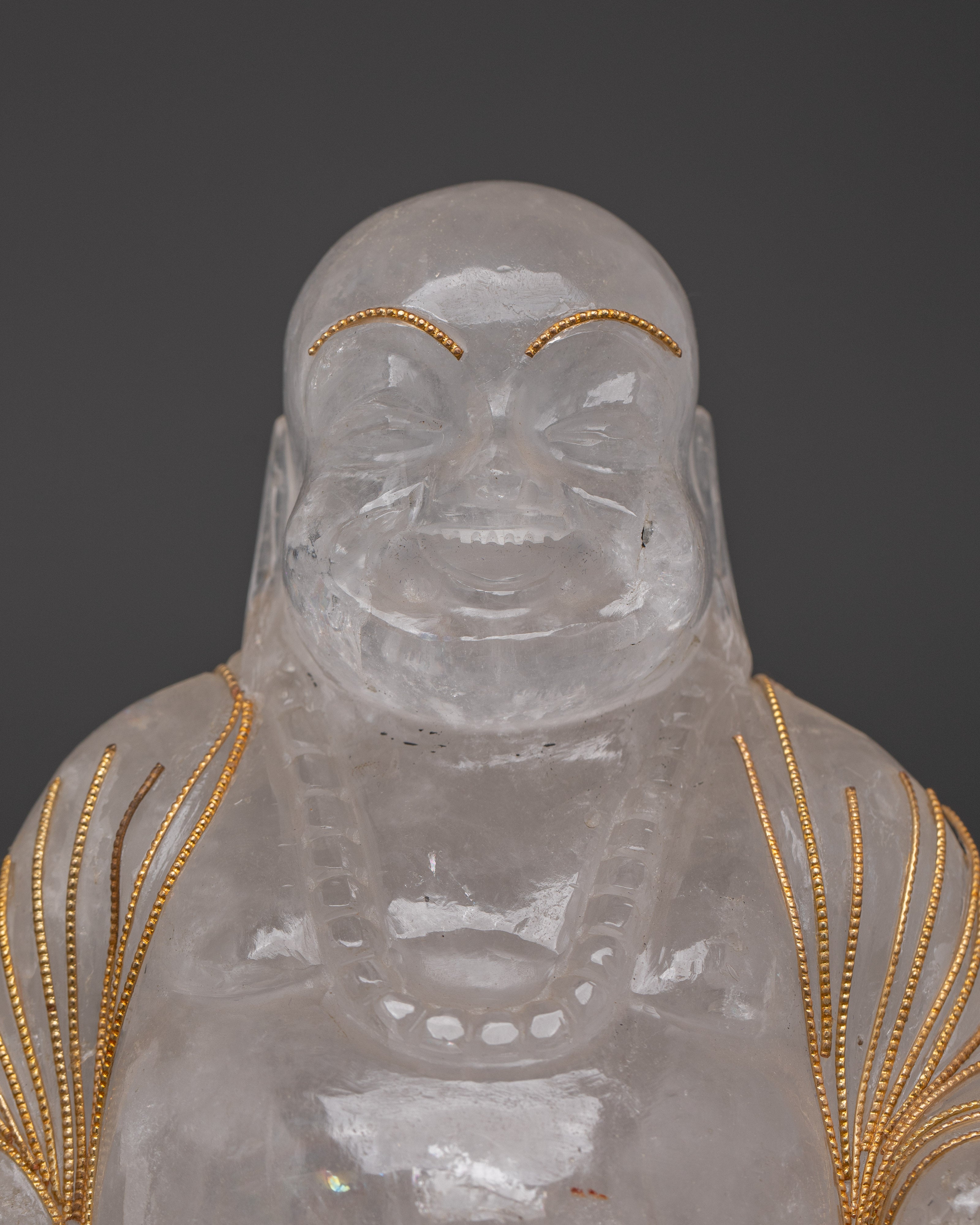 Crystal Laughing Buddha Statue | Handcrafted