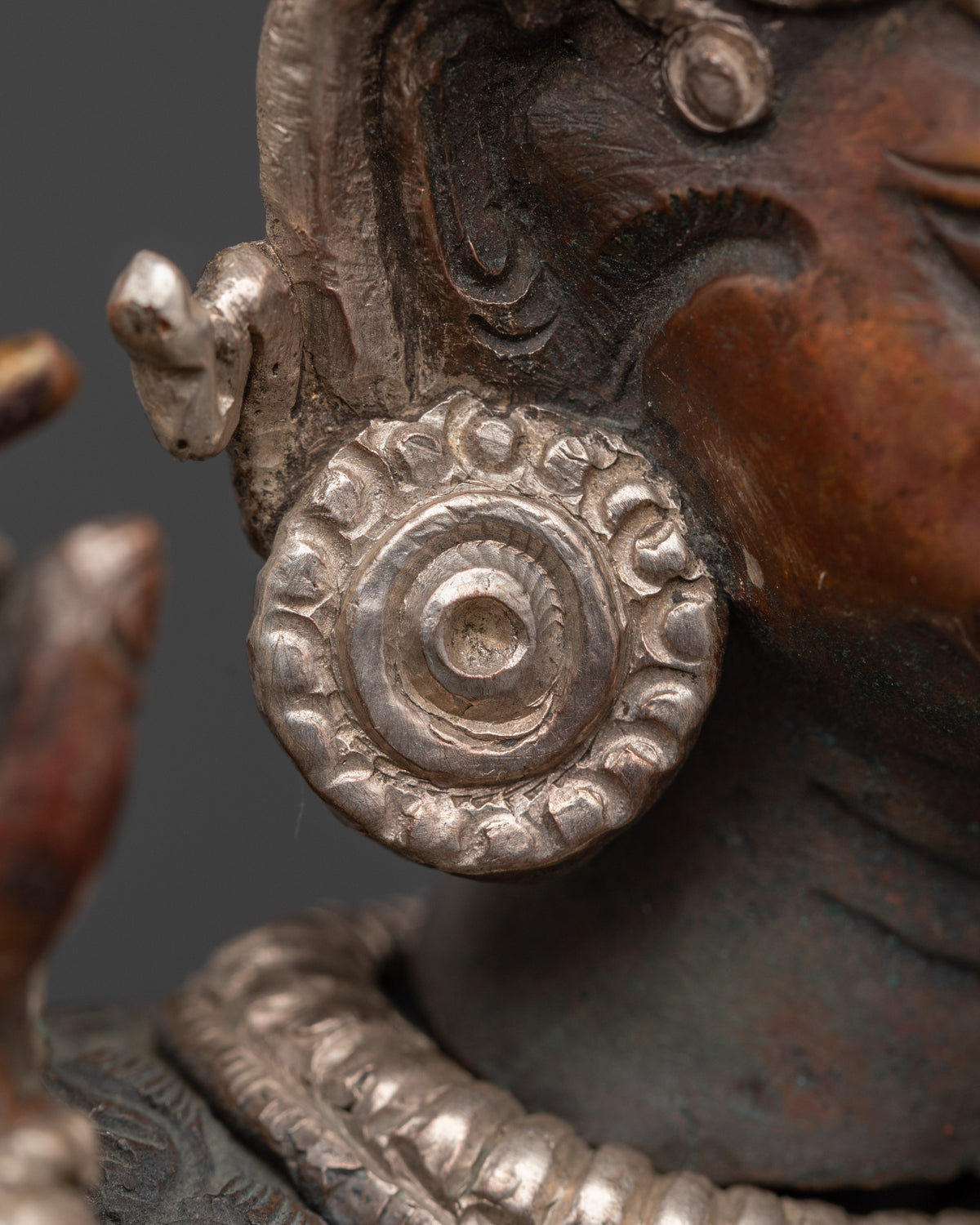 Garuda With Consort Figurine | Handcrafted Oxidized Copper & Silver Plated Statue