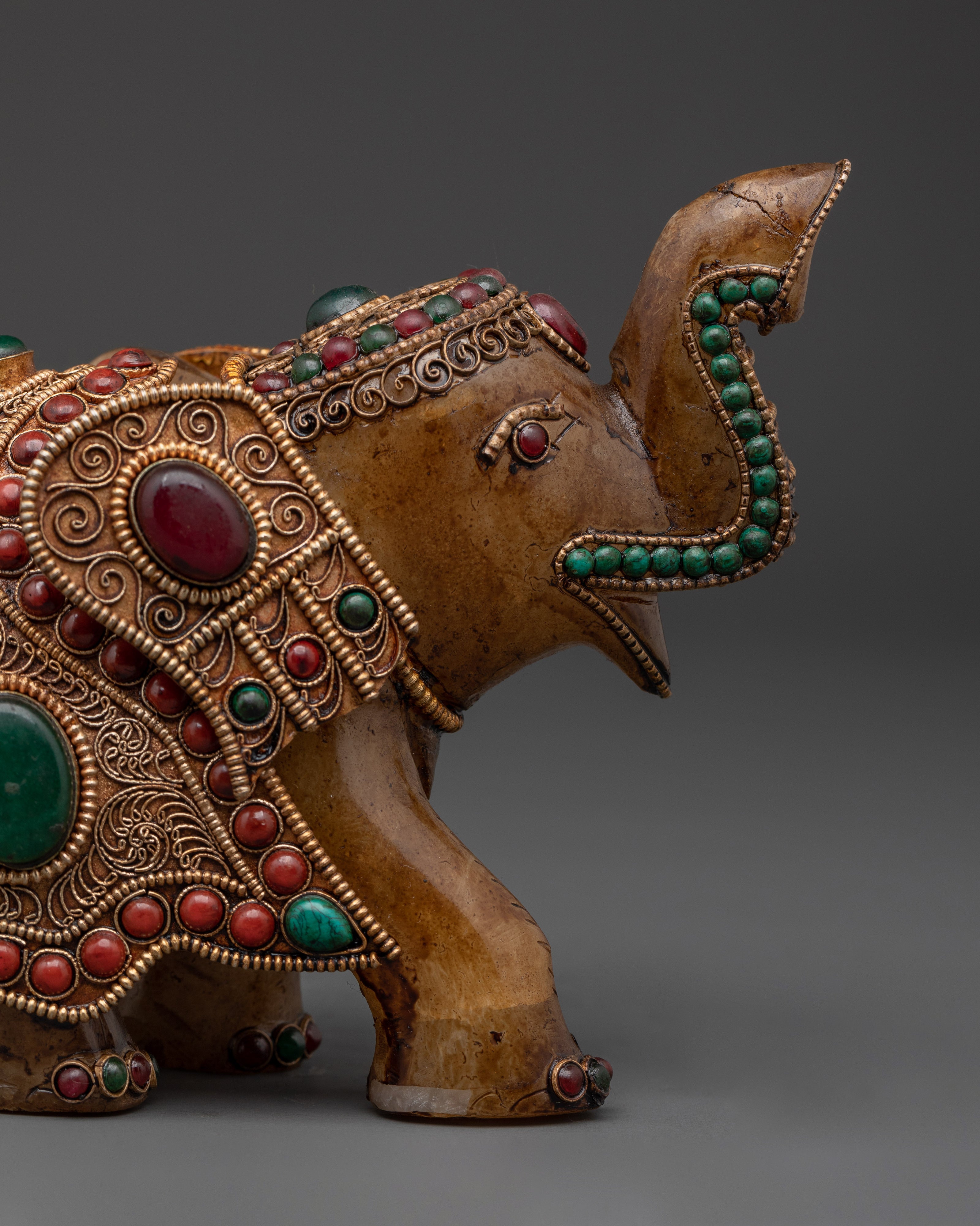 Handcrafted Elephant Figurine | Crystal, Copper & Silver Plated Statue