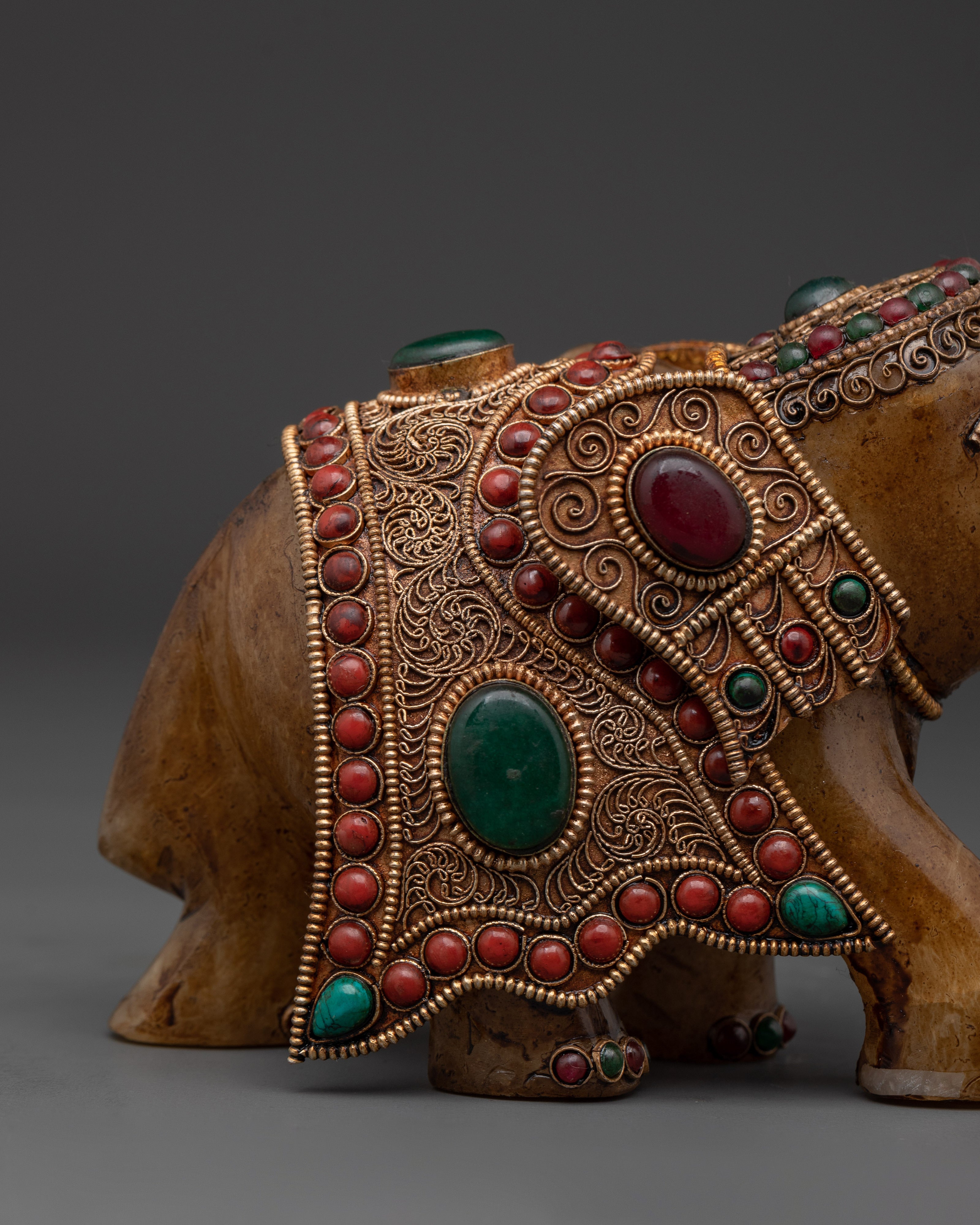 Handcrafted Elephant Figurine | Crystal, Copper & Silver Plated Statue