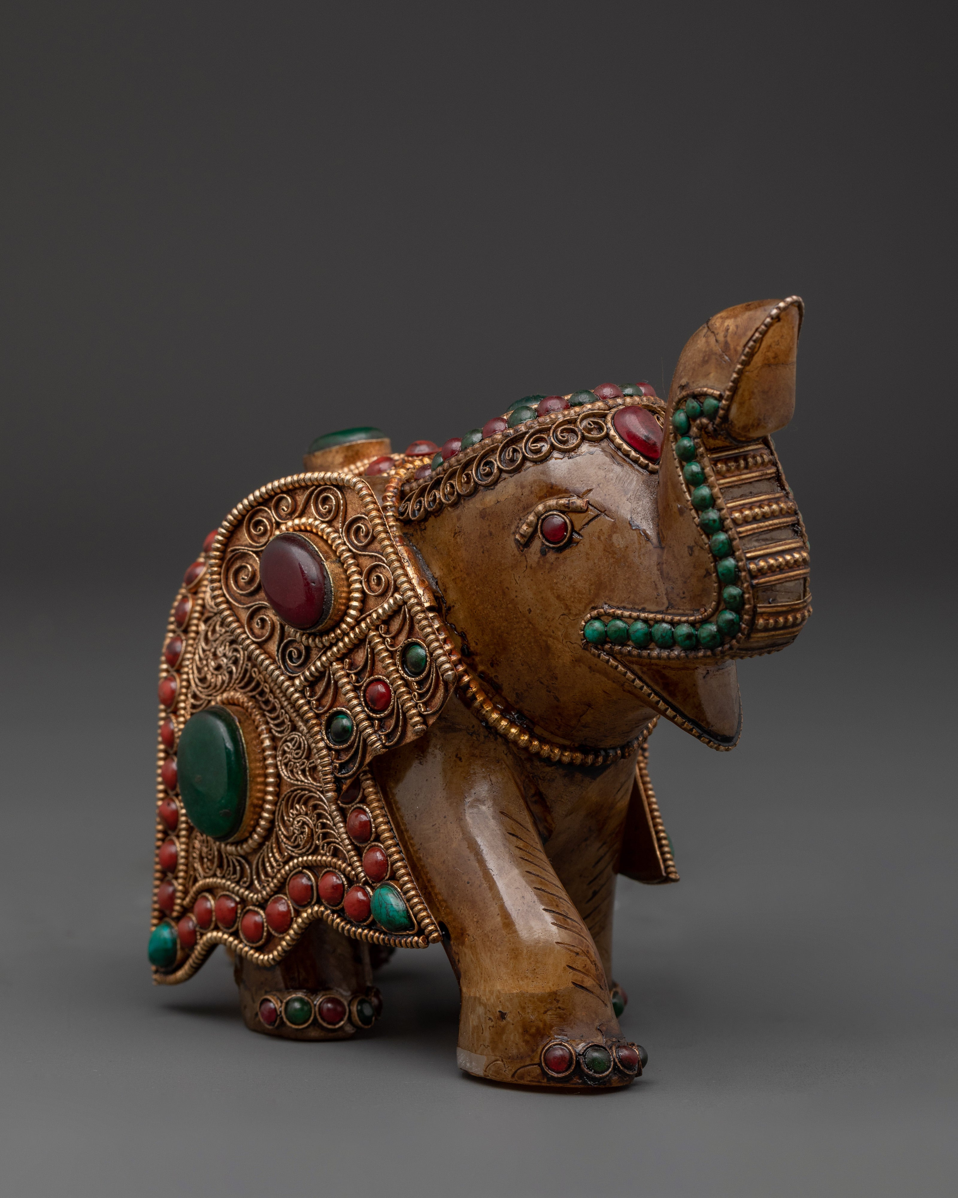 Handcrafted Elephant Figurine | Crystal, Copper & Silver Plated Statue