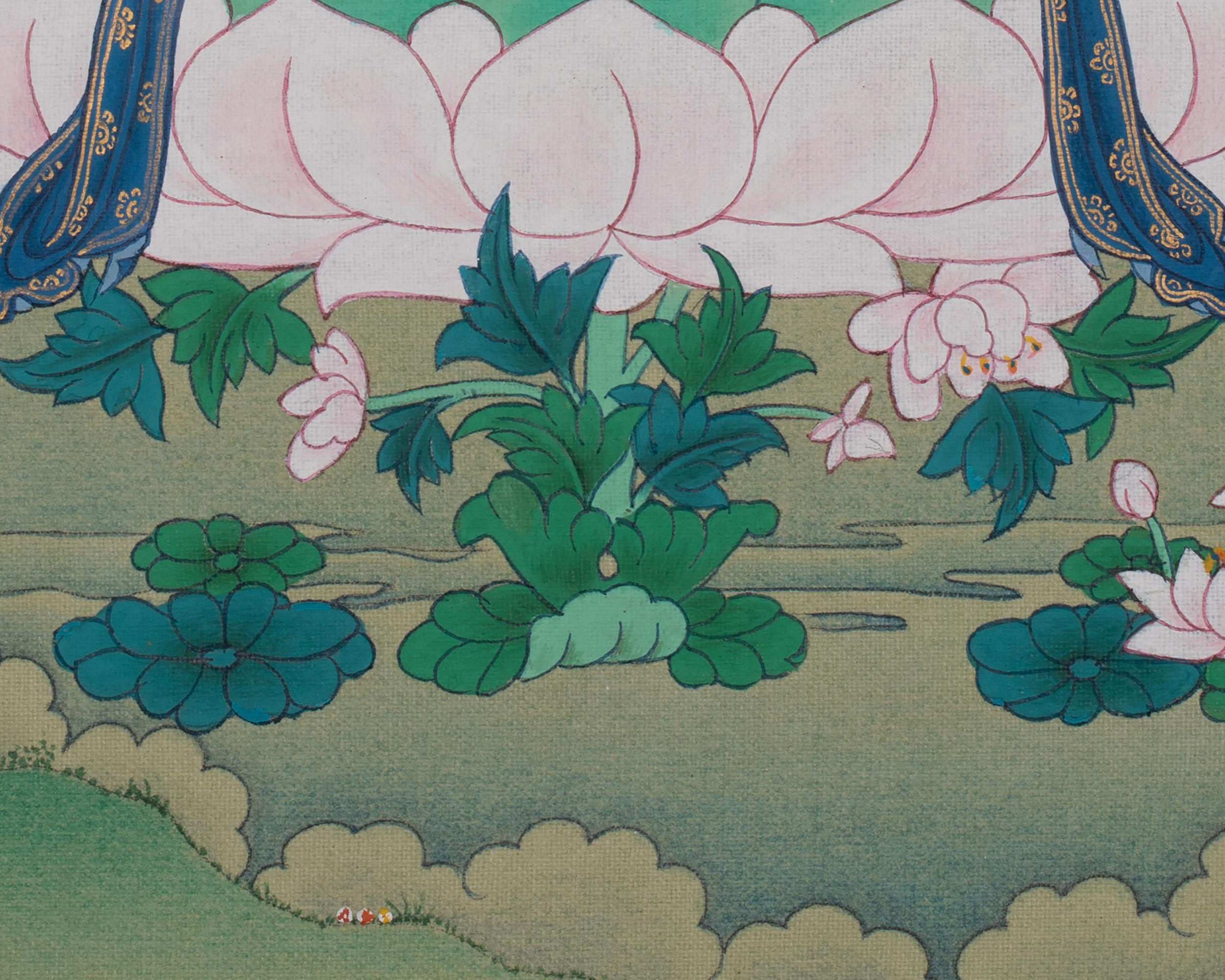 White Tara Compassion Symbol Thangka | Seven Eyed Deity | Himalayan Artwork