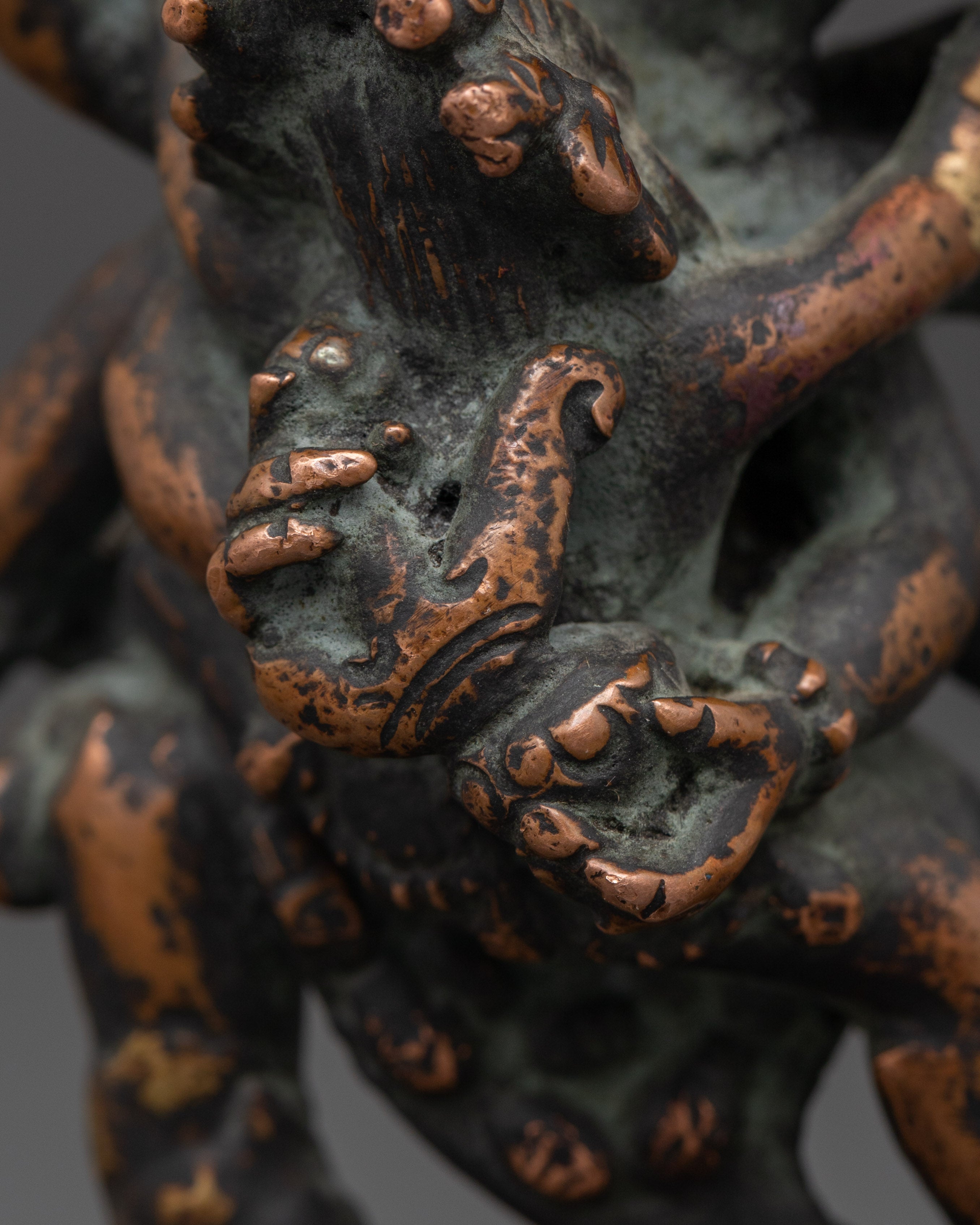 Antique Himalayan Mahakala Statue | Handcrafted Copper Buddhist Protector Deity