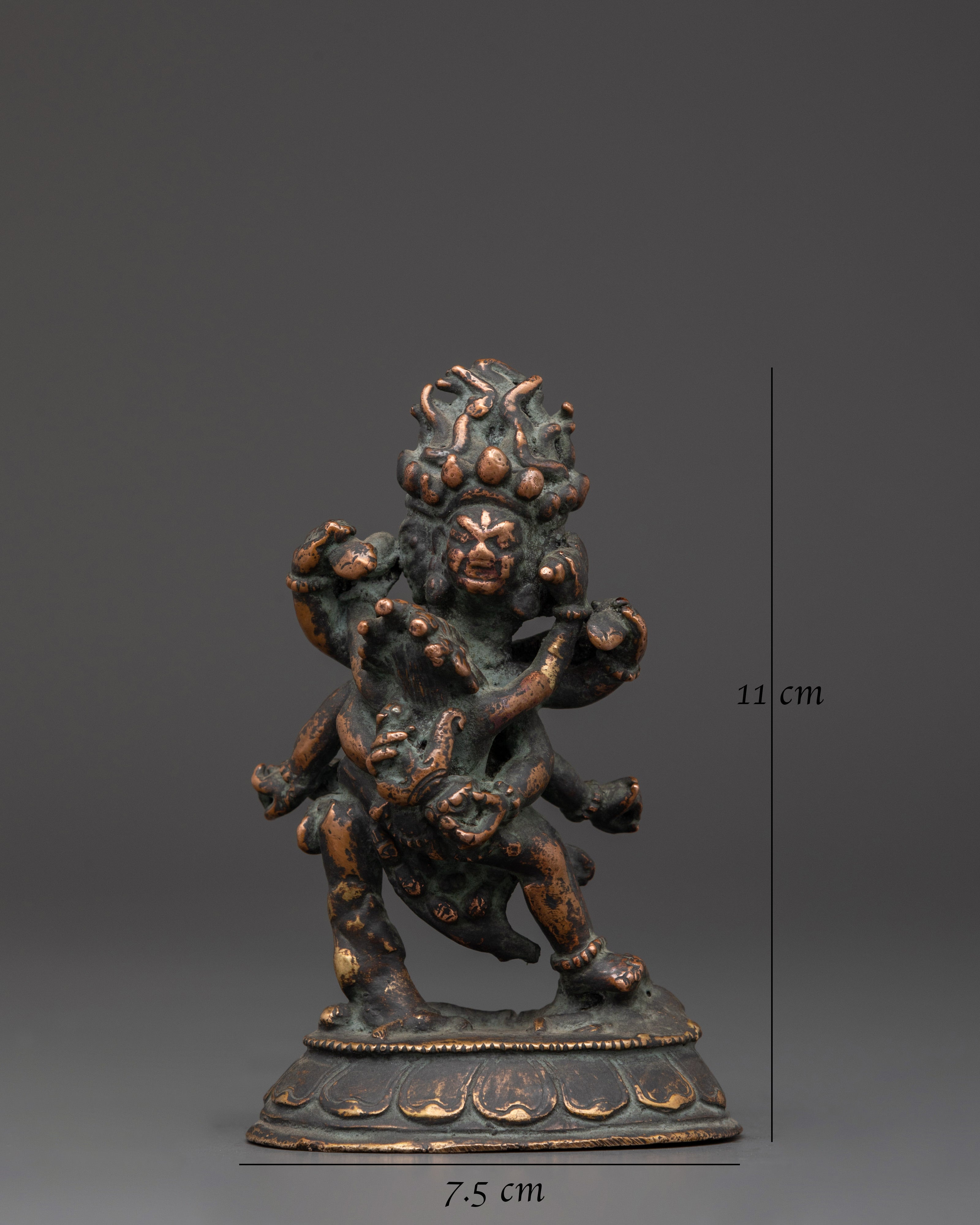 Antique Himalayan Mahakala Statue | Handcrafted Copper Buddhist Protector Deity
