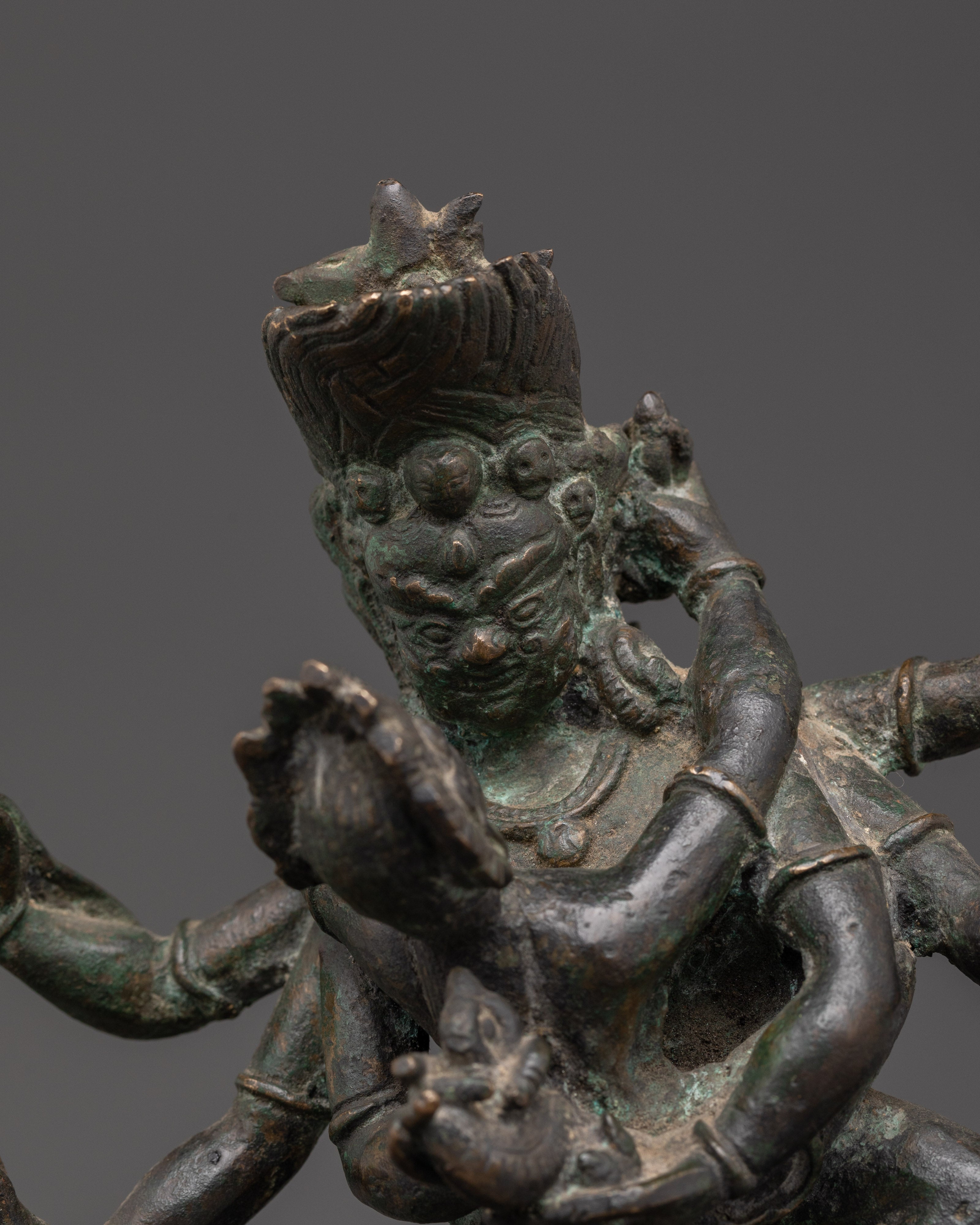 Handcrafted Bronze Mahakala Statue | Tibetan Protector Deity Sculpture
