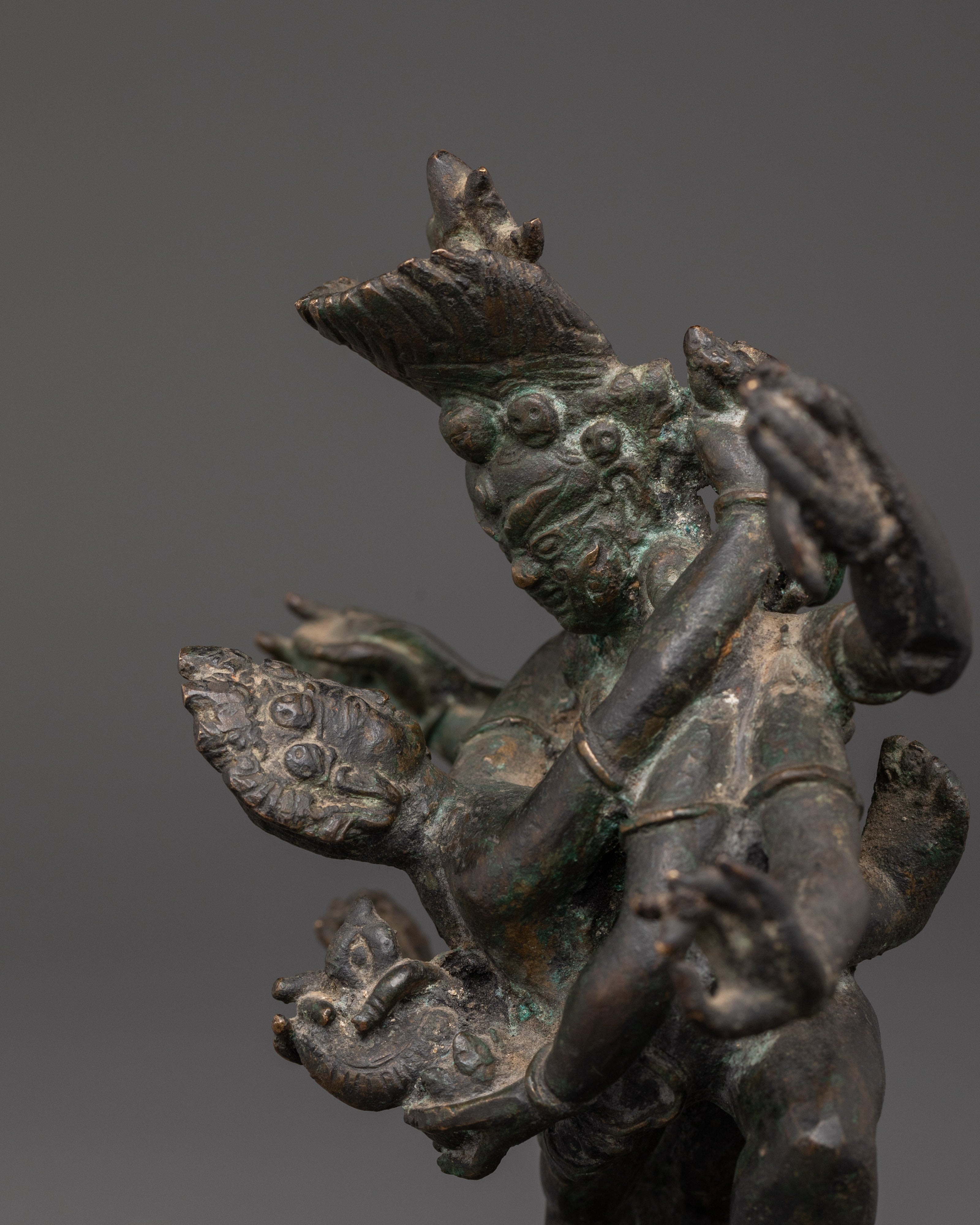 Handcrafted Bronze Mahakala Statue | Tibetan Protector Deity Sculpture