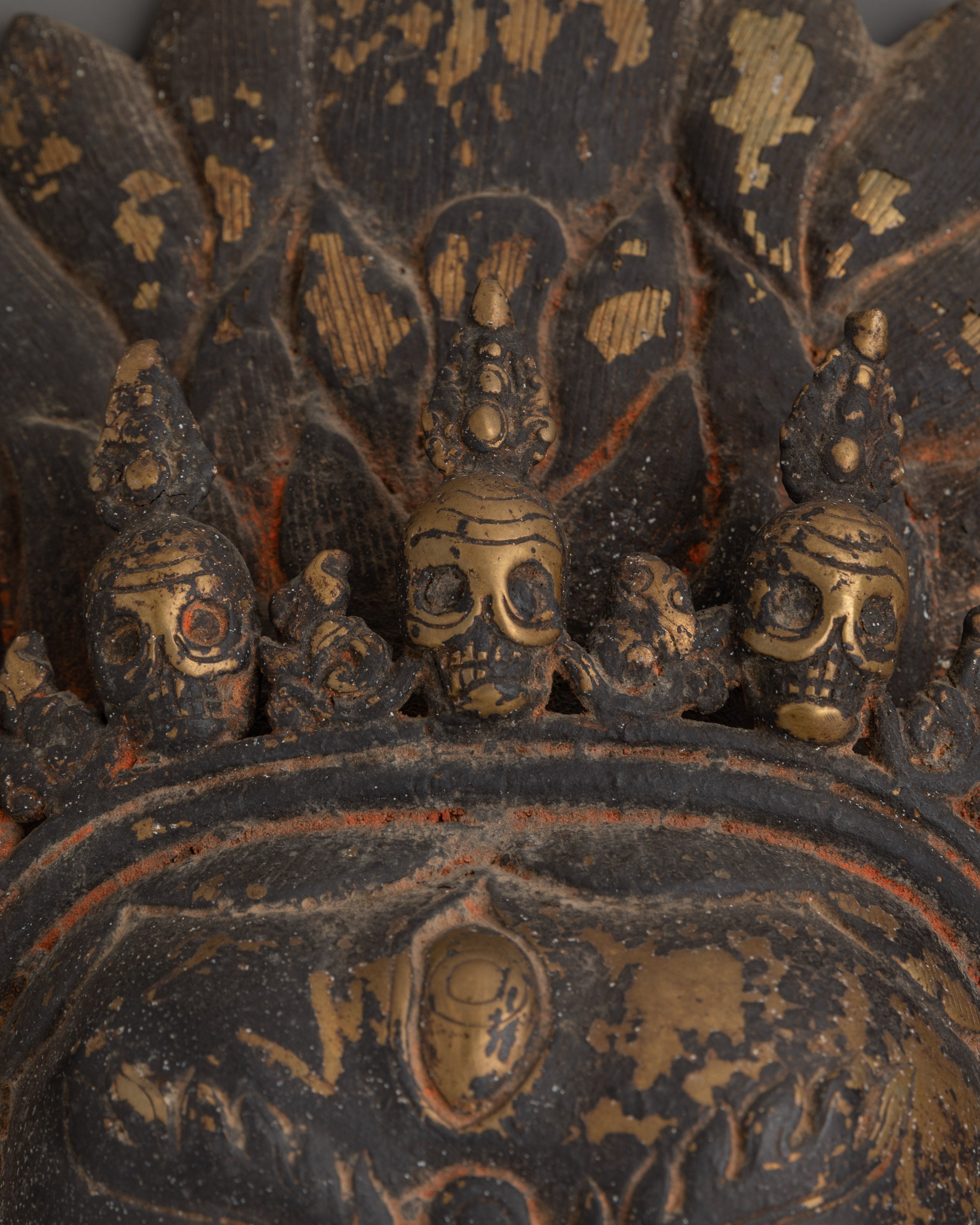 Antique Finish Wrathful Deity Wall Hanging | Tibetan Brass Sculpture