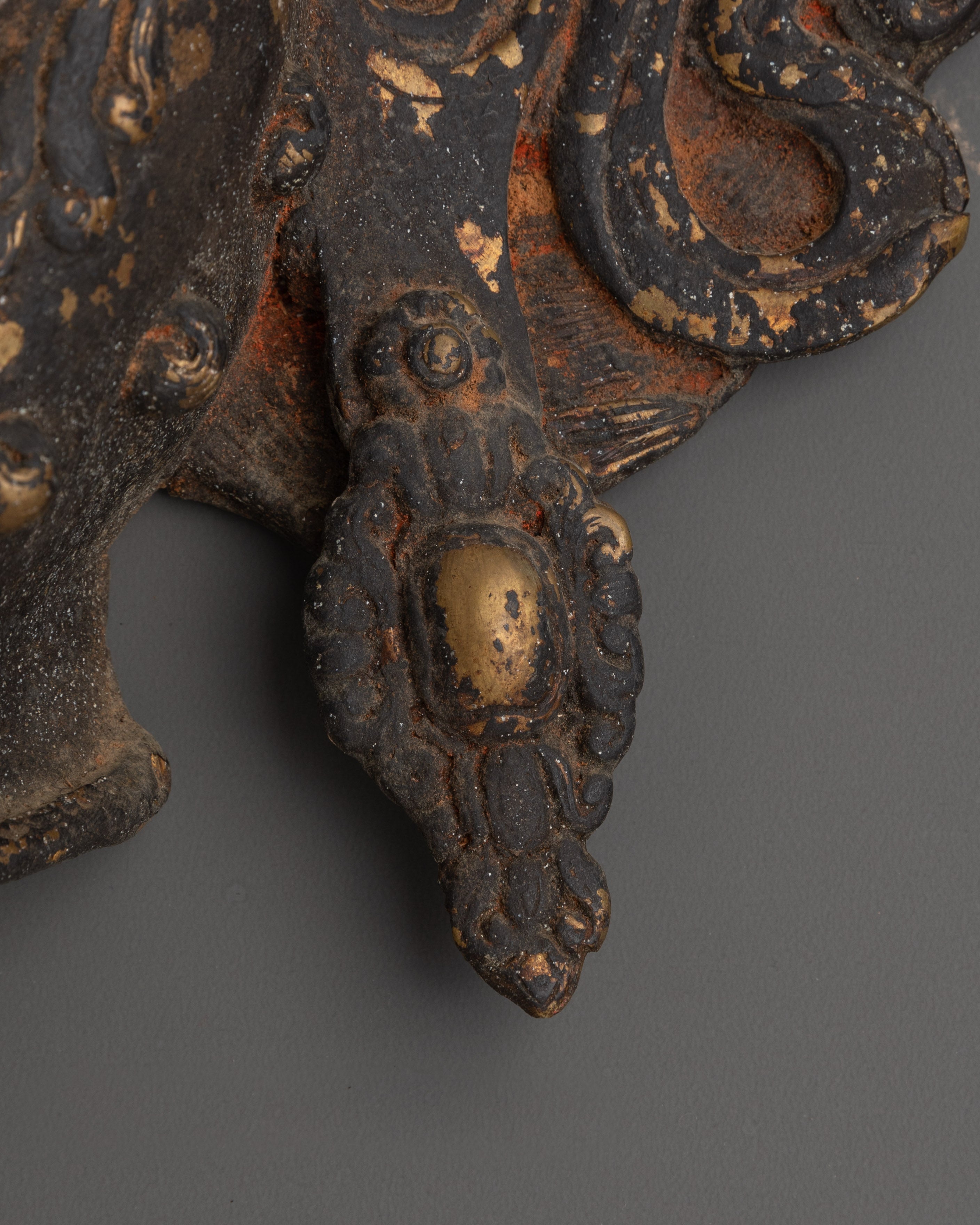 Antique Finish Wrathful Deity Wall Hanging | Tibetan Brass Sculpture