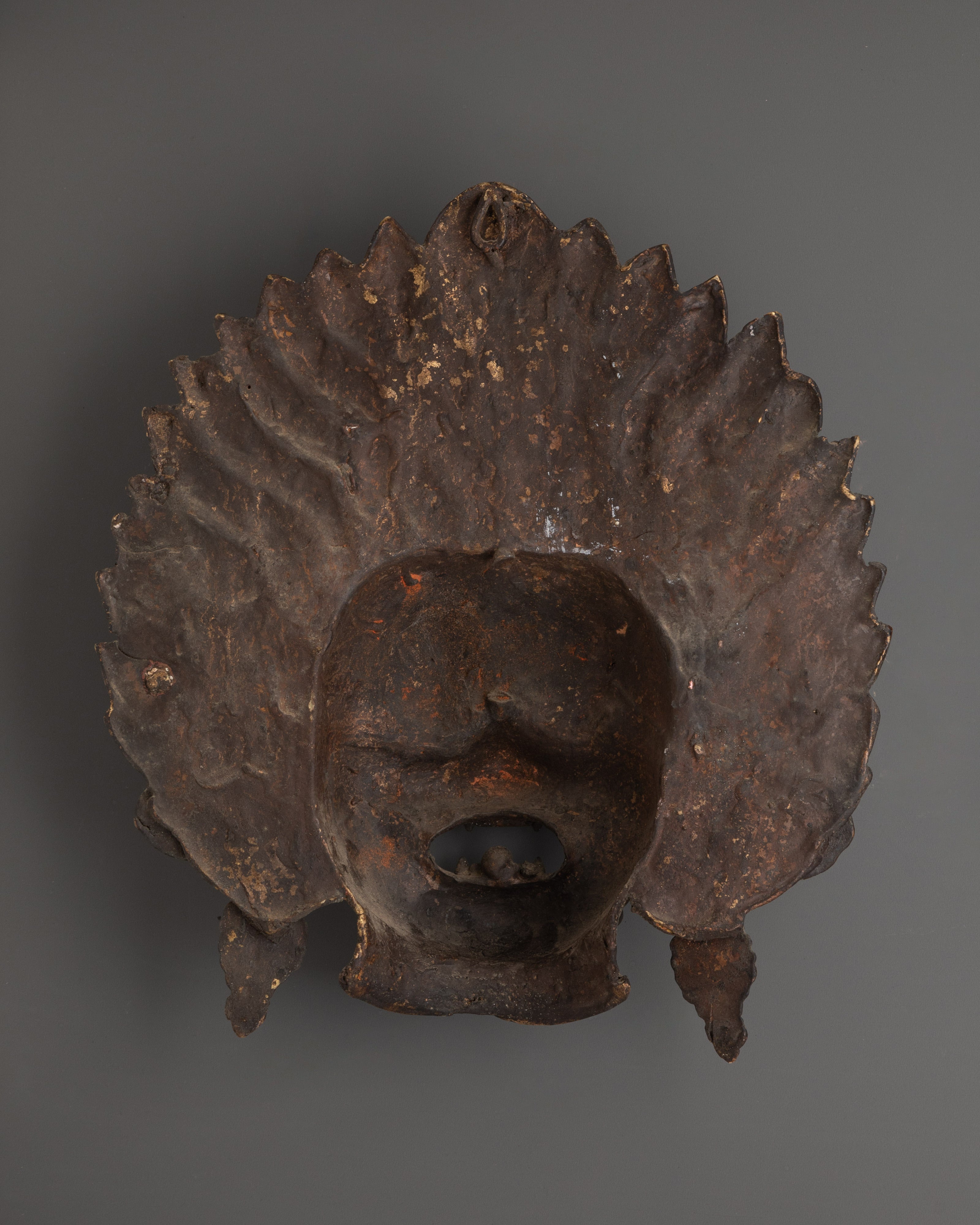 Antique Finish Wrathful Deity Wall Hanging | Tibetan Brass Sculpture