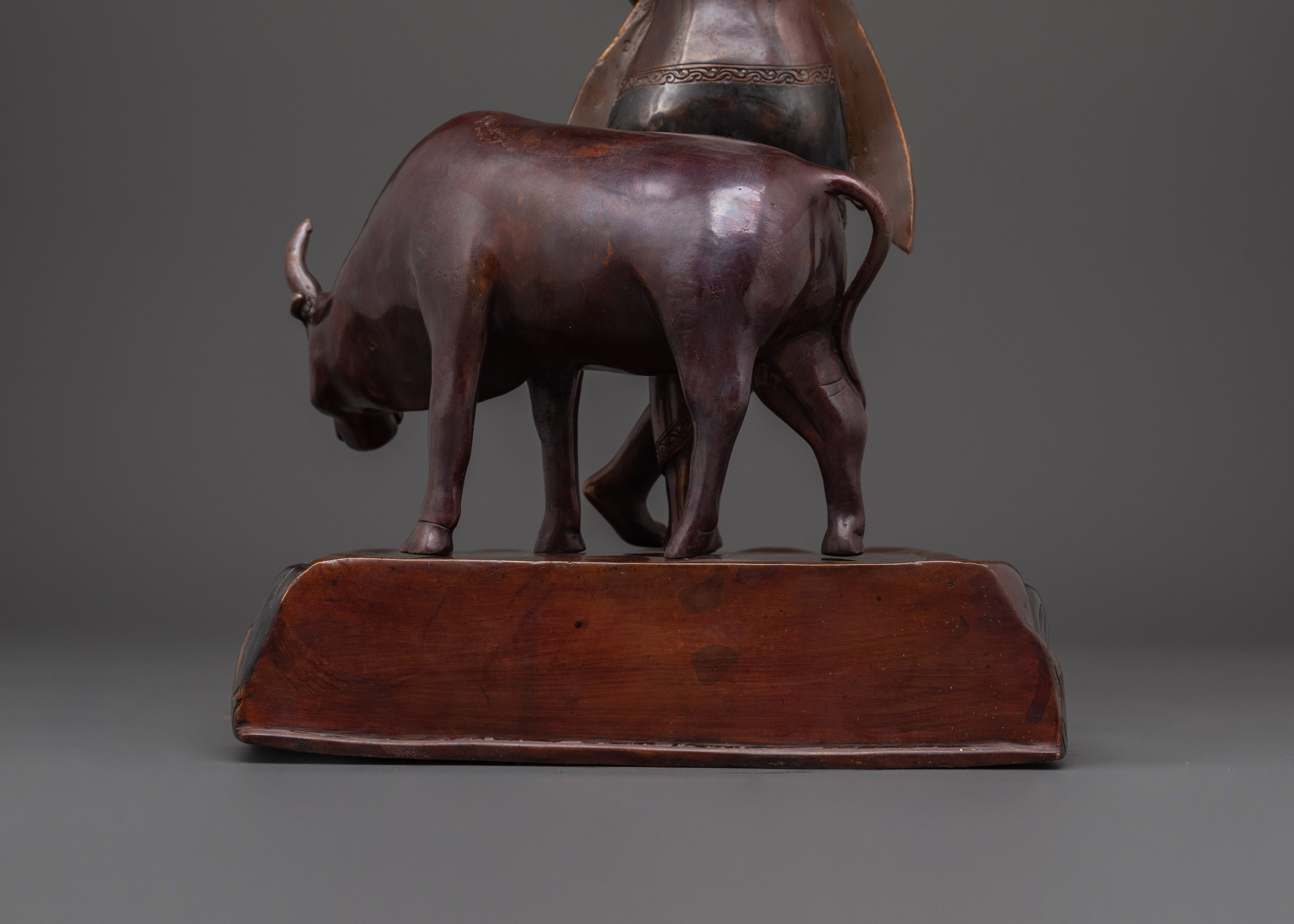 Traditional Krishna Carving Statue | Handcrafted Oxidized Copper Artwork