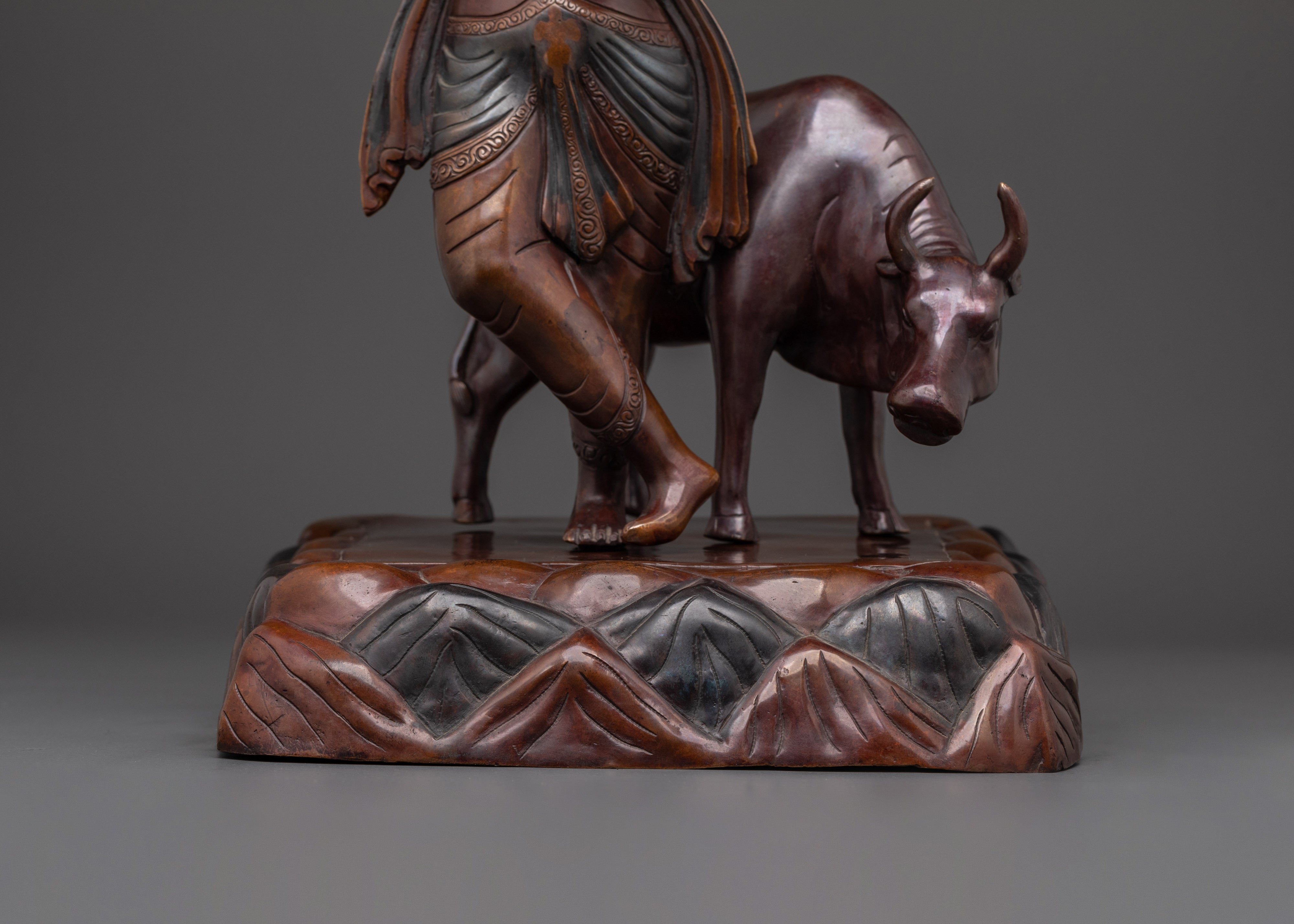 Traditional Krishna Carving Statue | Handcrafted Oxidized Copper Artwork