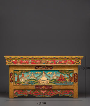 Handcrafted Tibetan Folding Table | Painted Buddhist Art Table