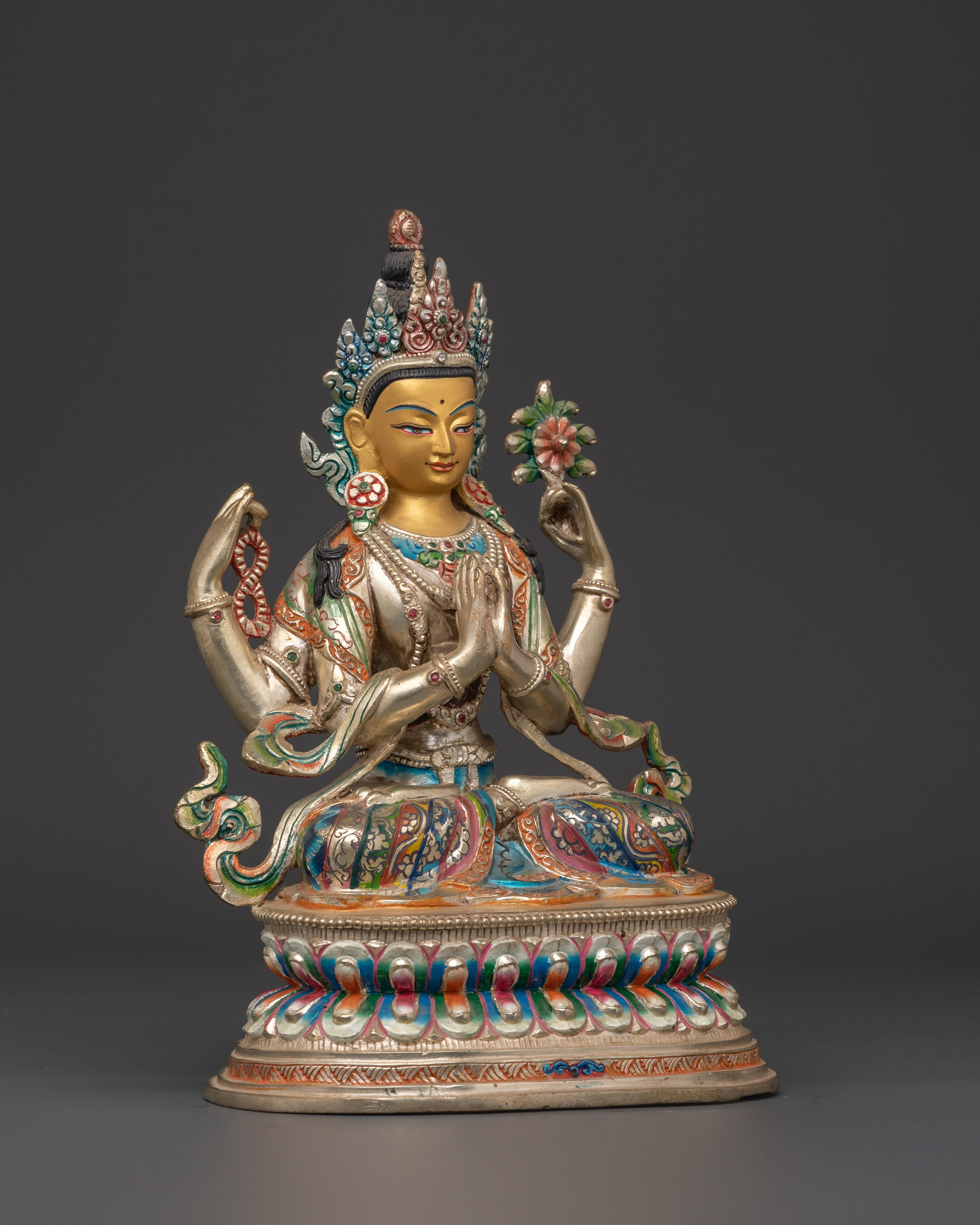 Handcrafted Bodhisattva Statue Set | Spiritual Tibetan Statues for Home and Meditation