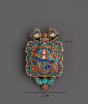 Spiritual Ghau Locket | Handcrafted Silver Pendant with Coral, Turquoise