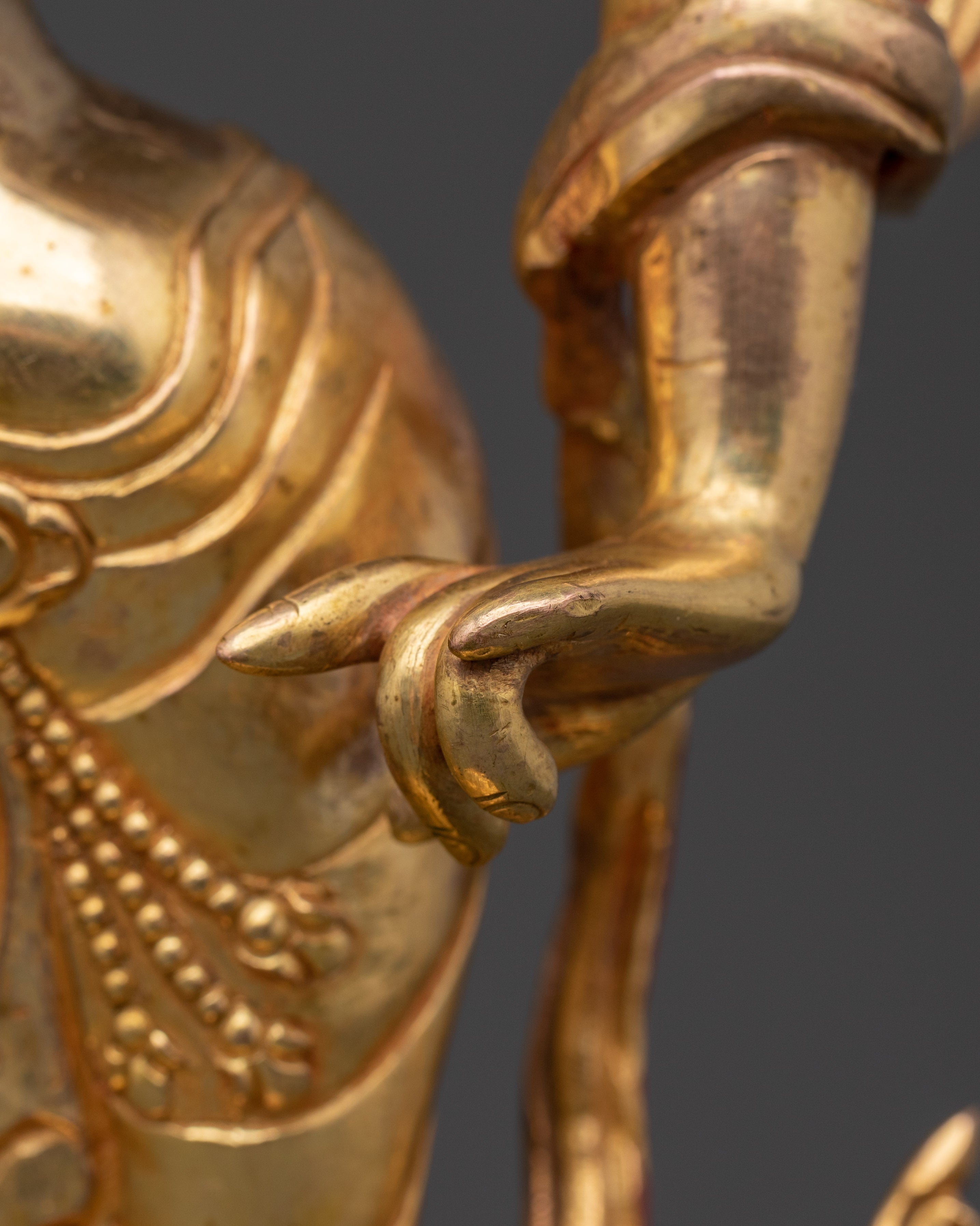 Handcrafted Bodhisattva Statue | Gold-Plated Copper Sculpture