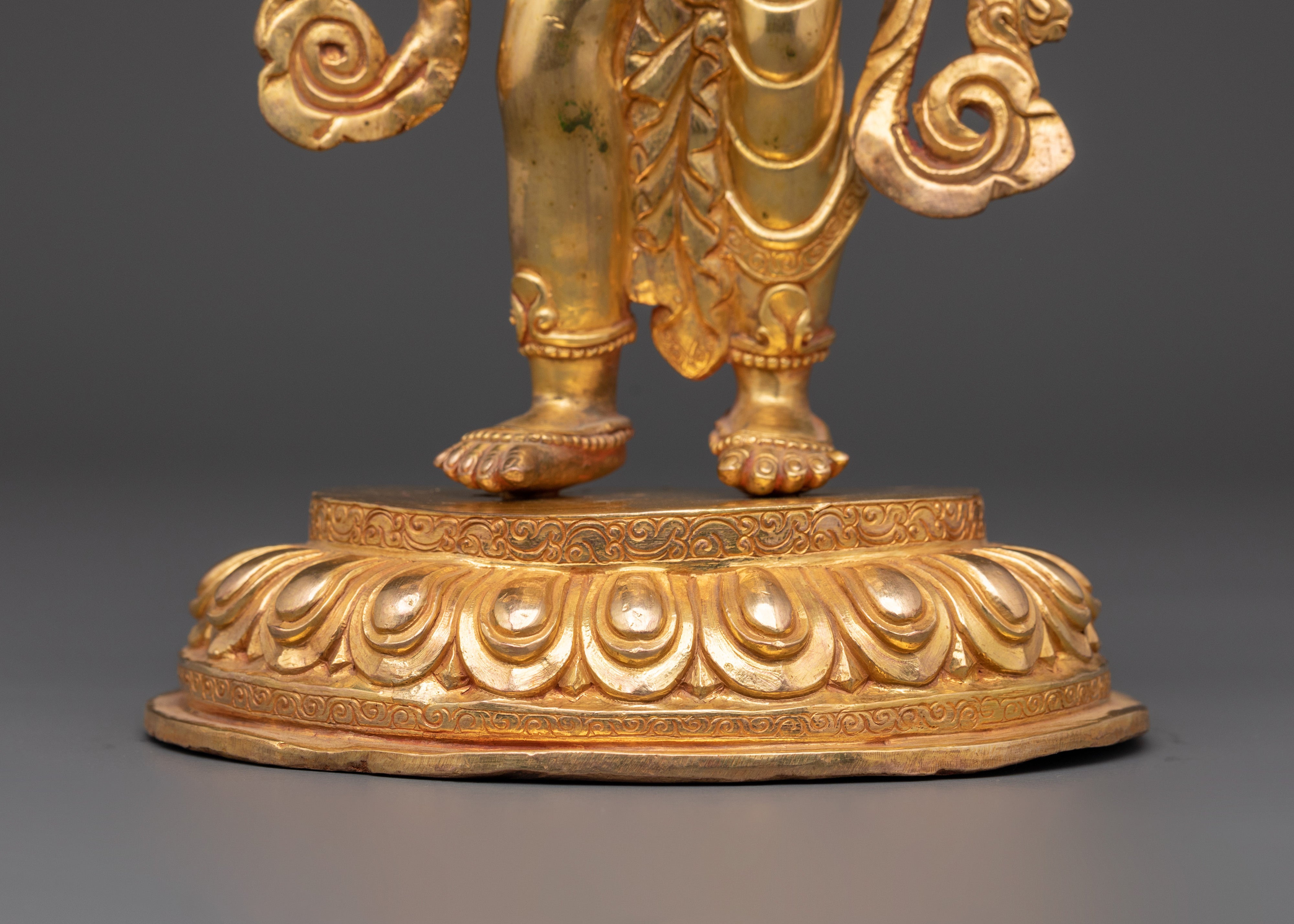 Handcrafted Bodhisattva Statue | Gold-Plated Copper Sculpture