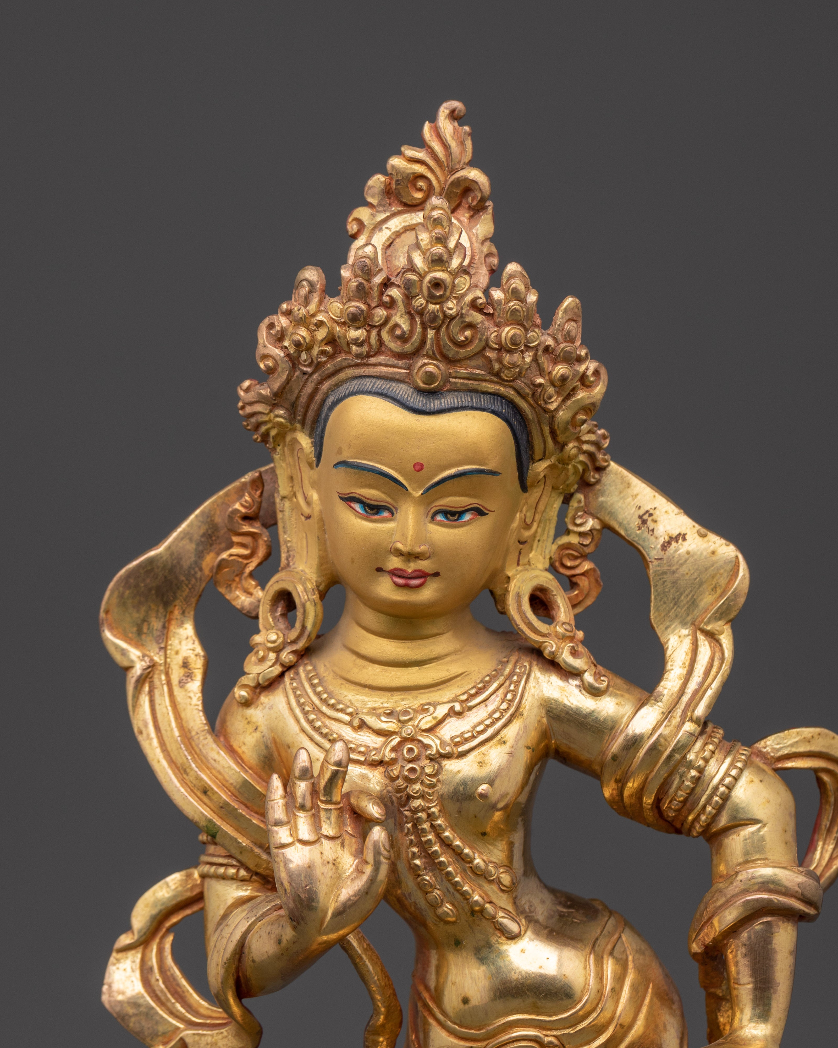 Handcrafted Bodhisattva Statue | Gold-Plated Copper Sculpture