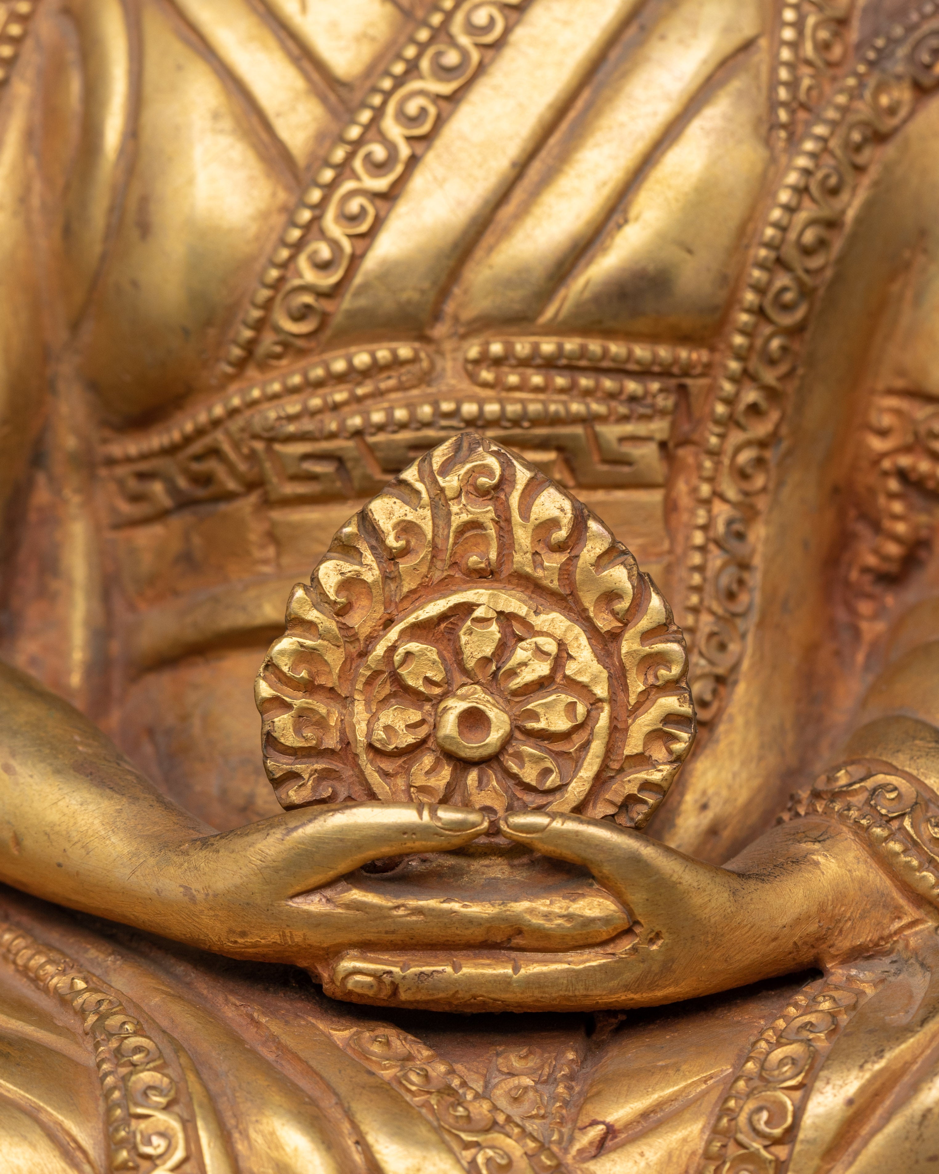 Handcrafted Gampopa Spiritual Figure | Gold-Plated Copper Tibetan Buddhist Statue