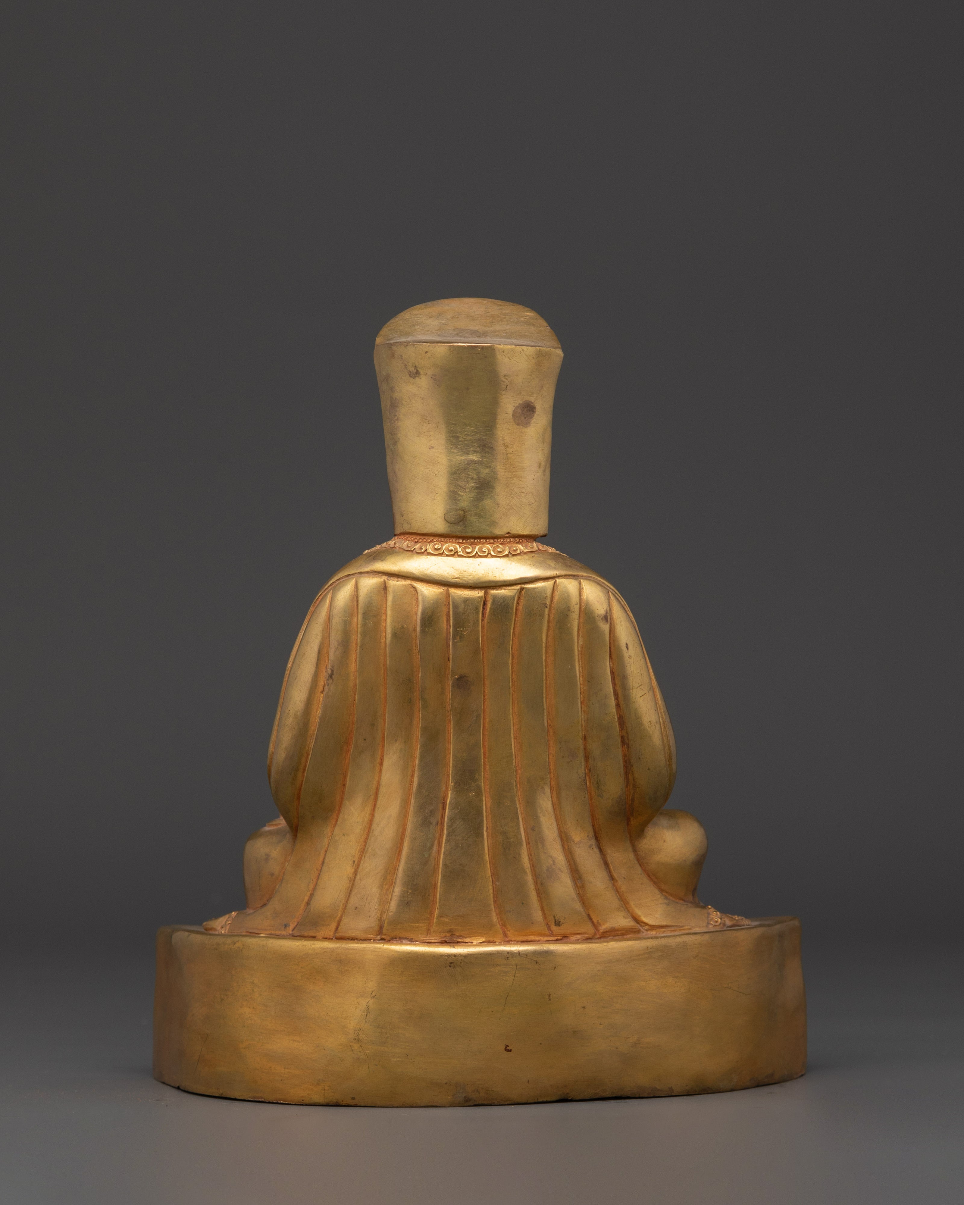 Handcrafted Gampopa Spiritual Figure | Gold-Plated Copper Tibetan Buddhist Statue