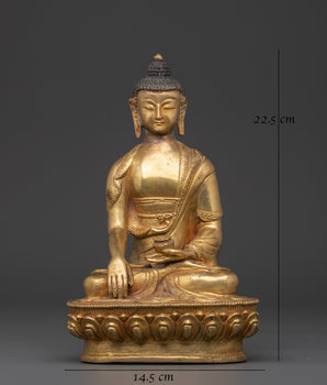 Shakyamuni Buddha Statue for Peace | Handcrafted Gold-Plated Copper Figurine
