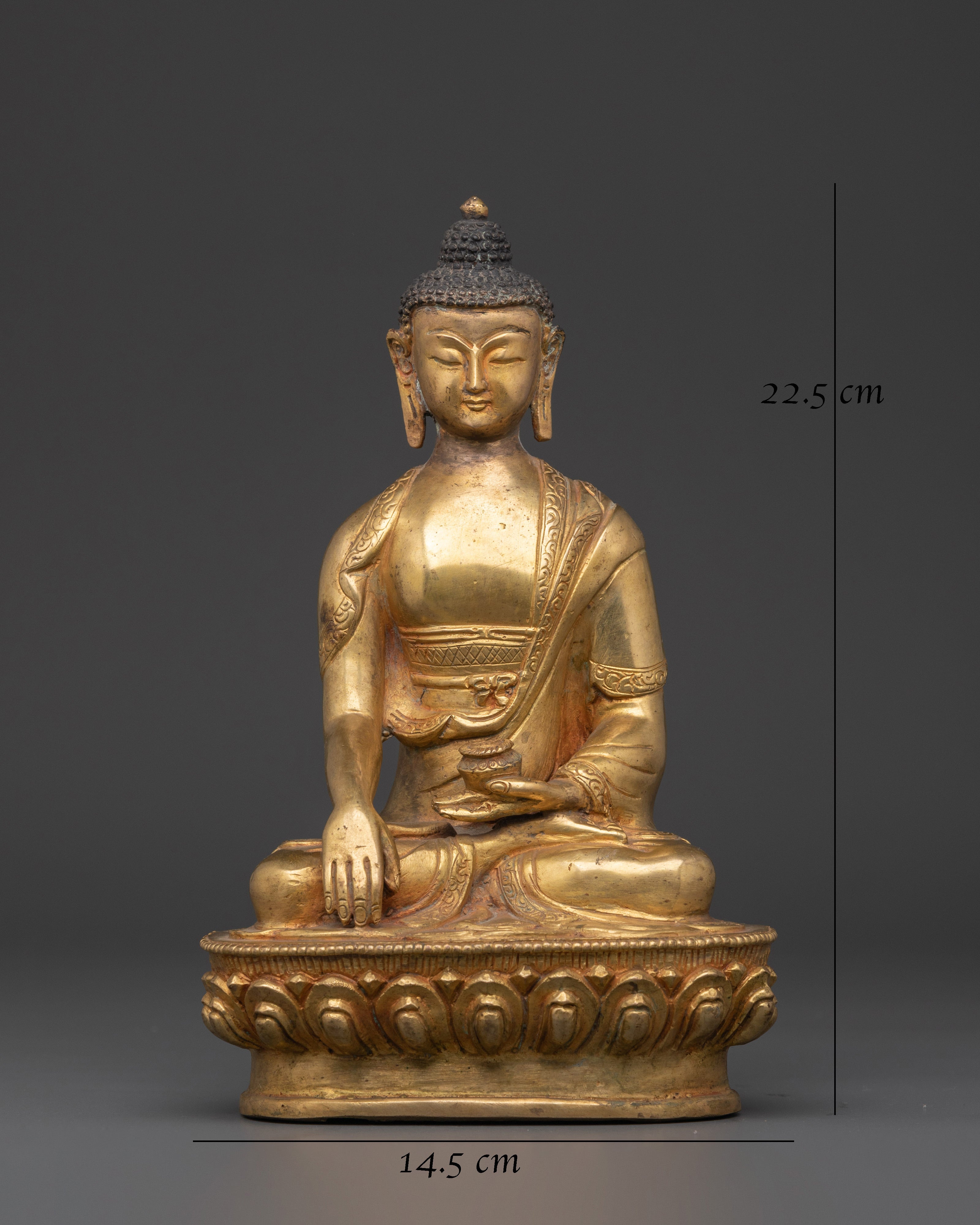 Shakyamuni Buddha Statue for Peace | Handcrafted Gold-Plated Copper Figurine