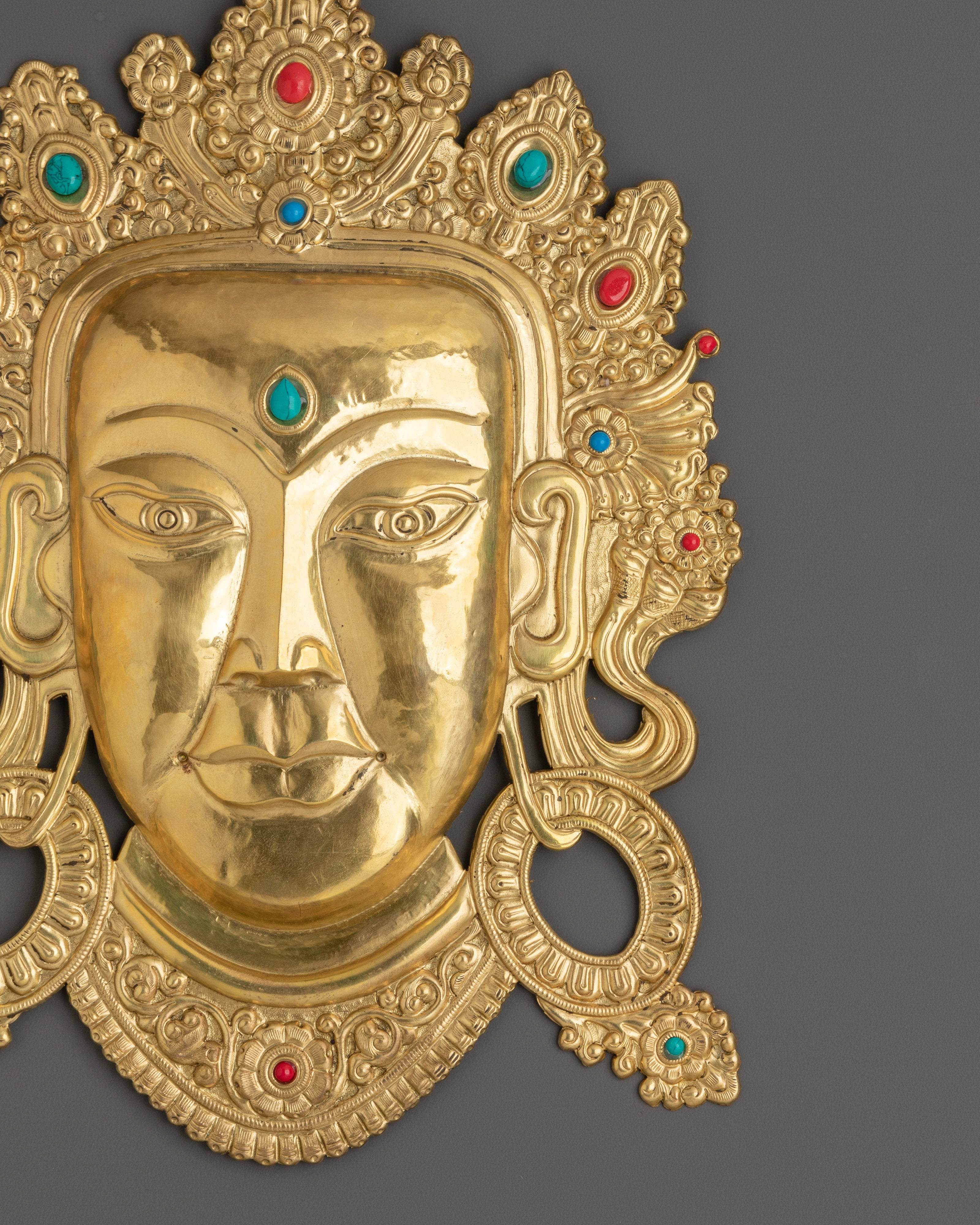 Buddhist Wall Art | Handcrafted Brass Buddha Face Sculpture