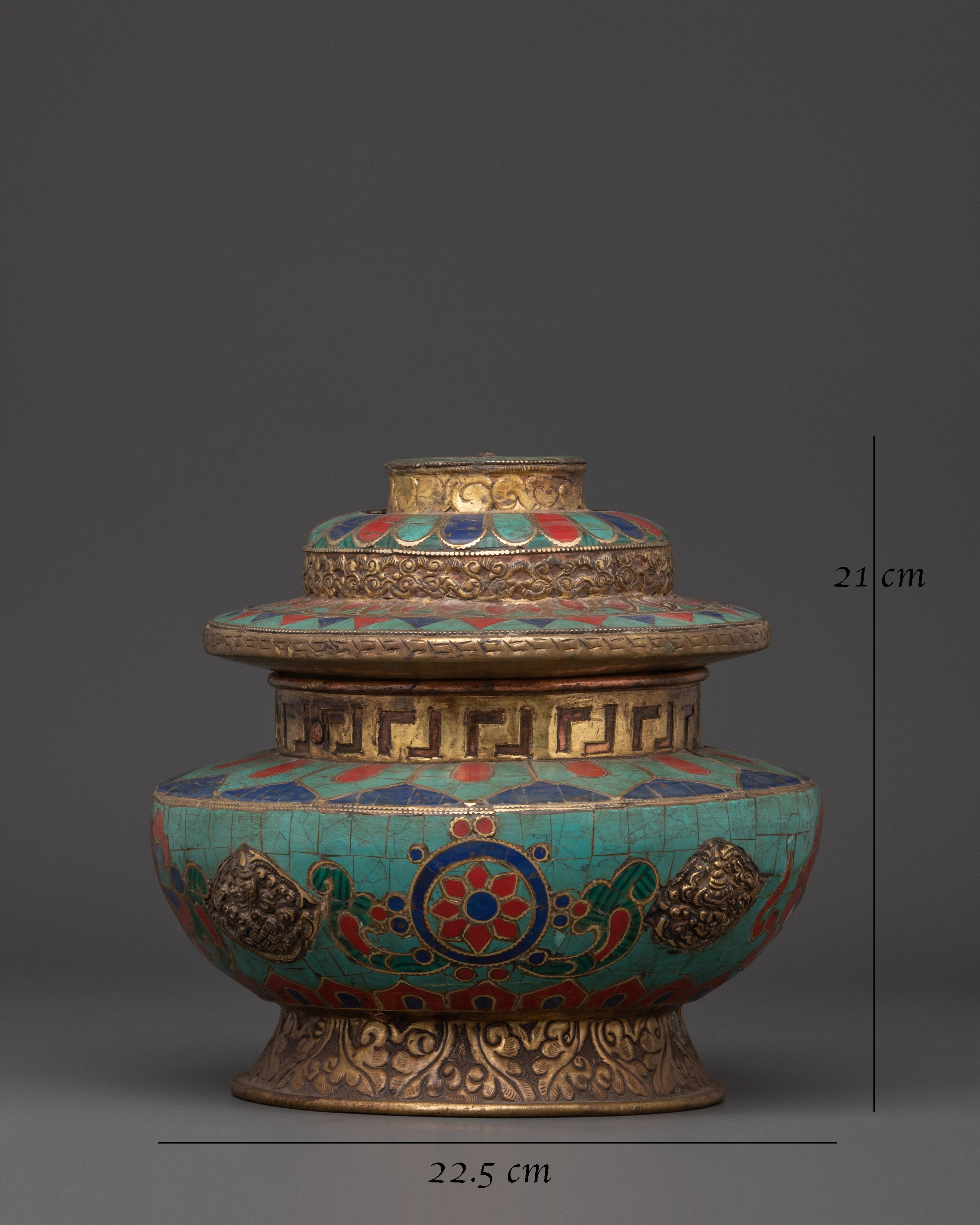 Brass Offering Rice Pot | Handcrafted Tibetan Ritual Vessel