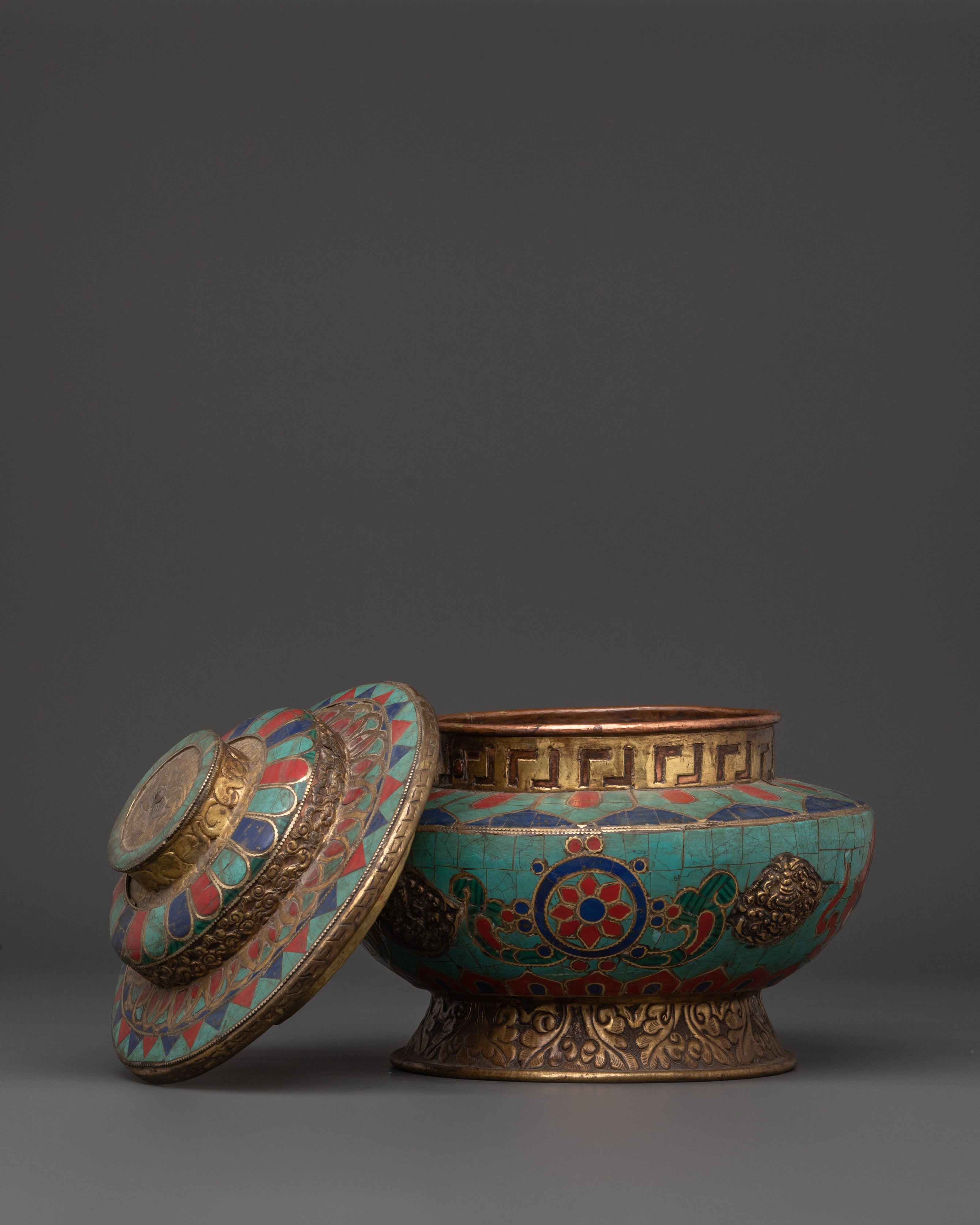 Brass Offering Rice Pot | Handcrafted Tibetan Ritual Vessel