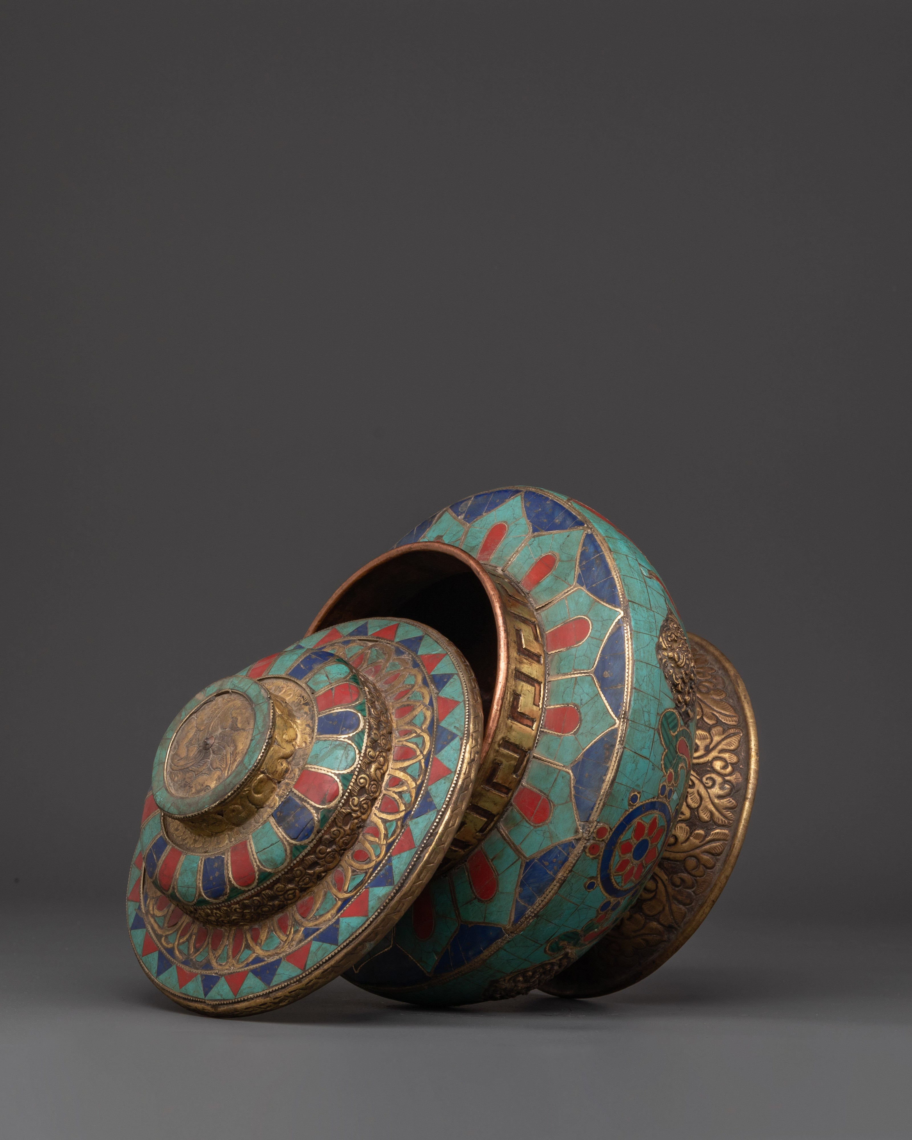 Brass Offering Rice Pot | Handcrafted Tibetan Ritual Vessel
