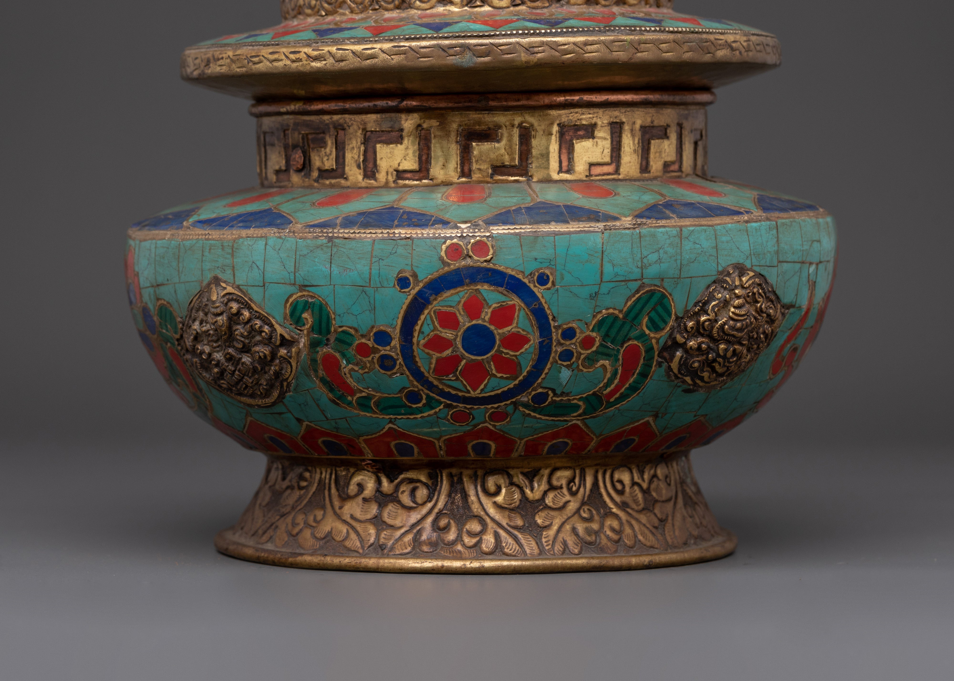 Brass Offering Rice Pot | Handcrafted Tibetan Ritual Vessel
