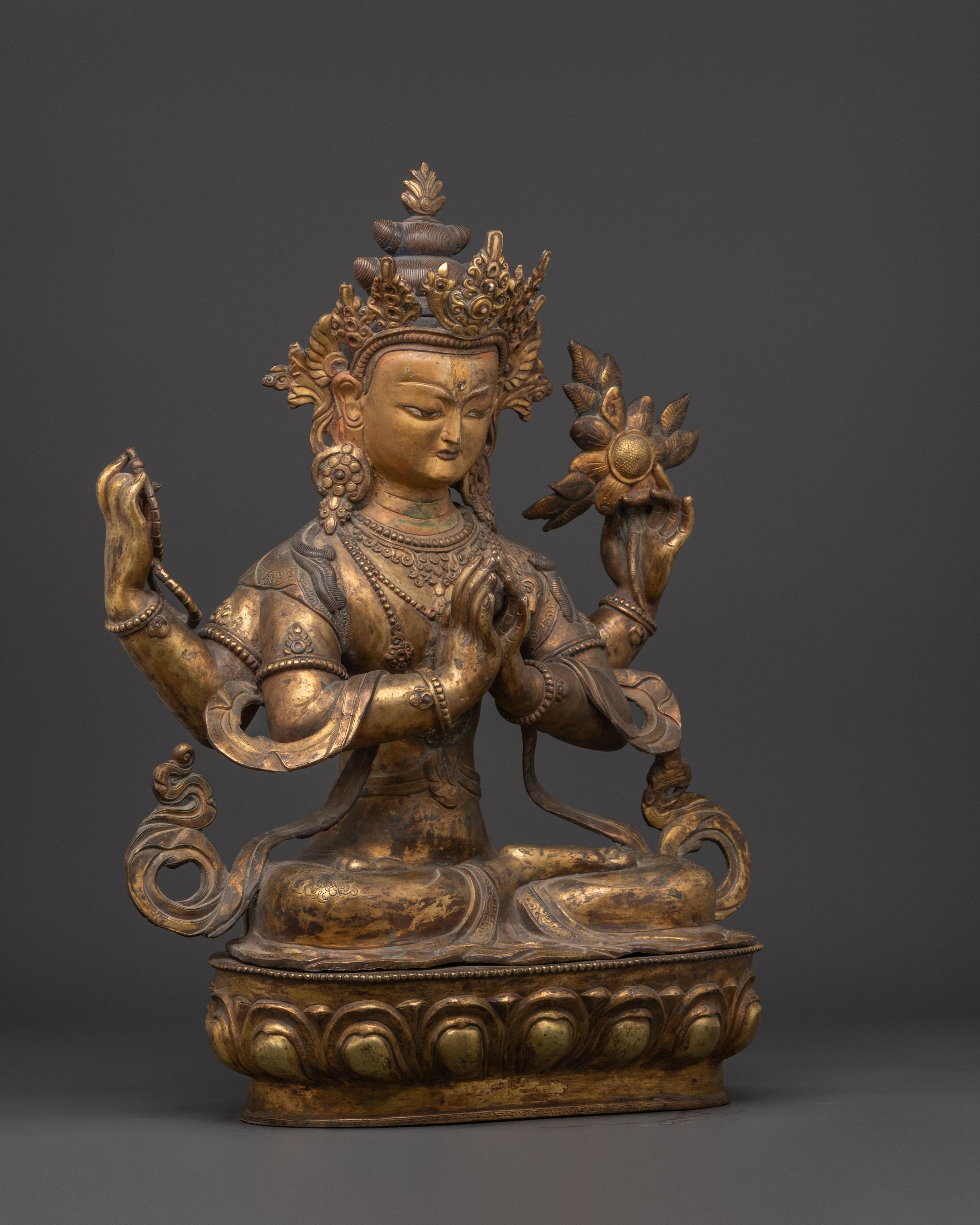 Handcrafted Copper Avalokiteshvara Statue | Bodhisattva of Compassion