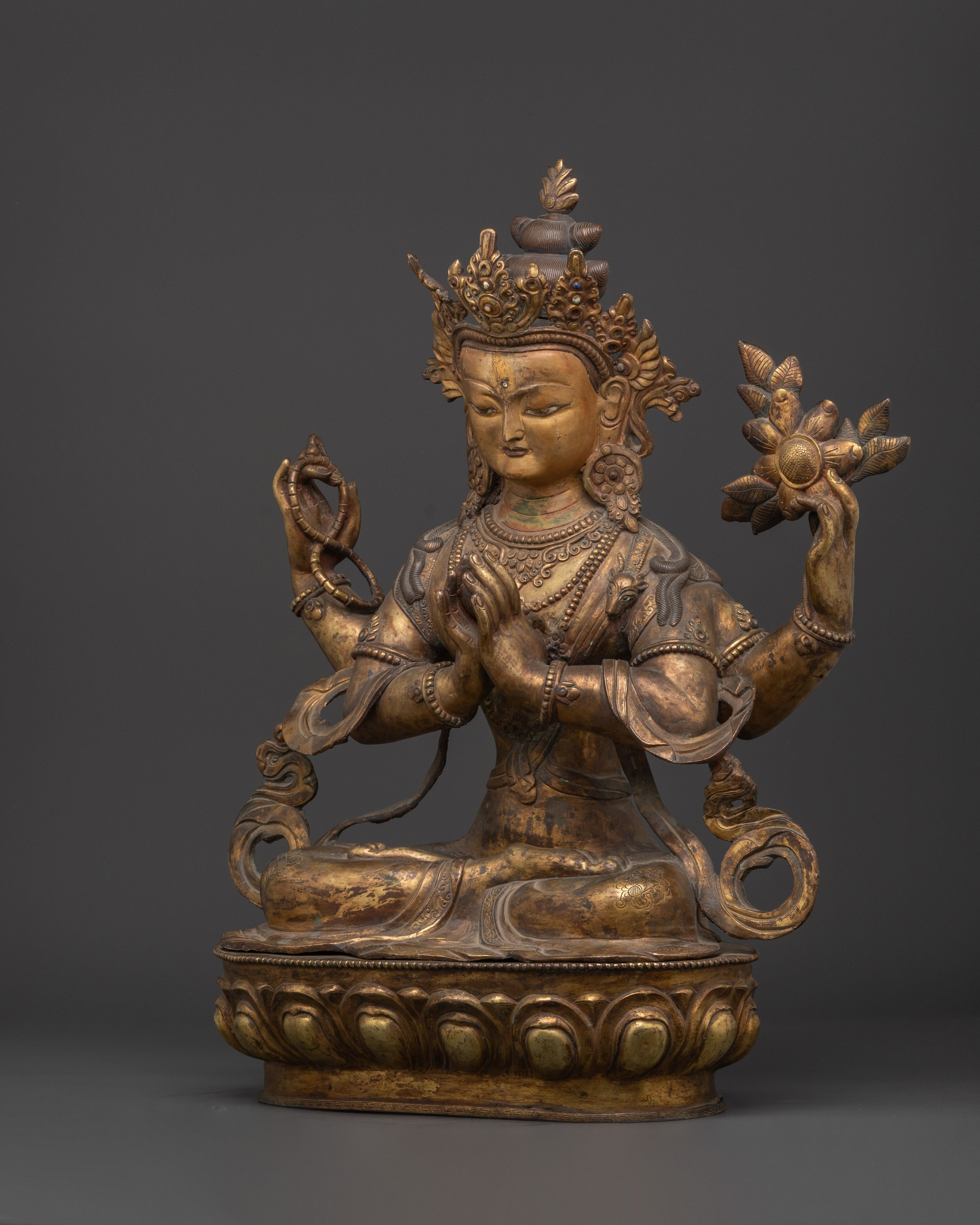 Handcrafted Copper Avalokiteshvara Statue | Bodhisattva of Compassion