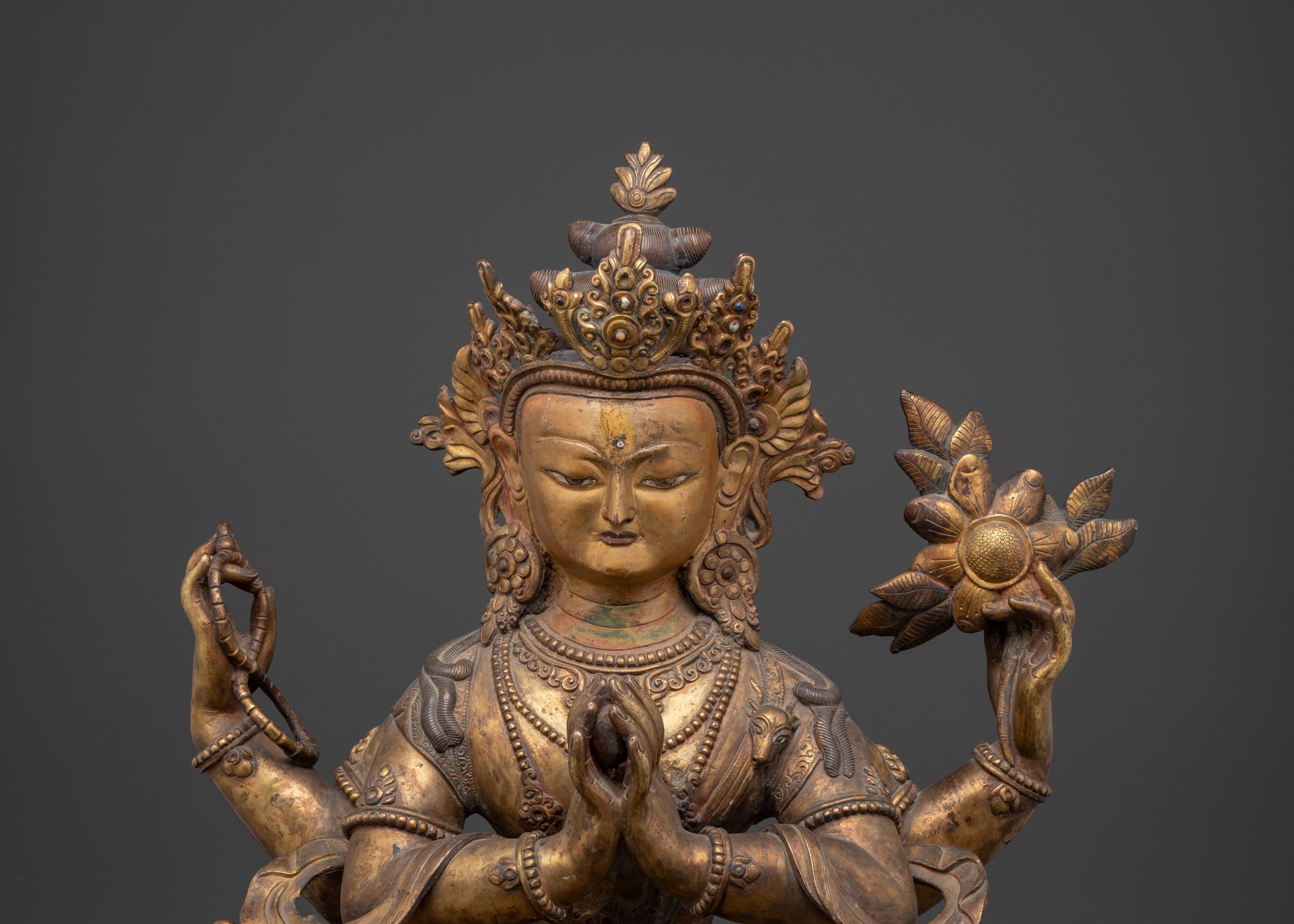 Handcrafted Copper Avalokiteshvara Statue | Bodhisattva of Compassion