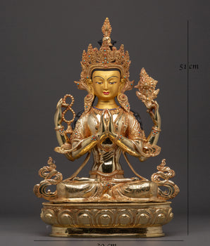 Majestic Buddhist God Chenrezig Statue | Tibetan Avalokiteshvara Deity