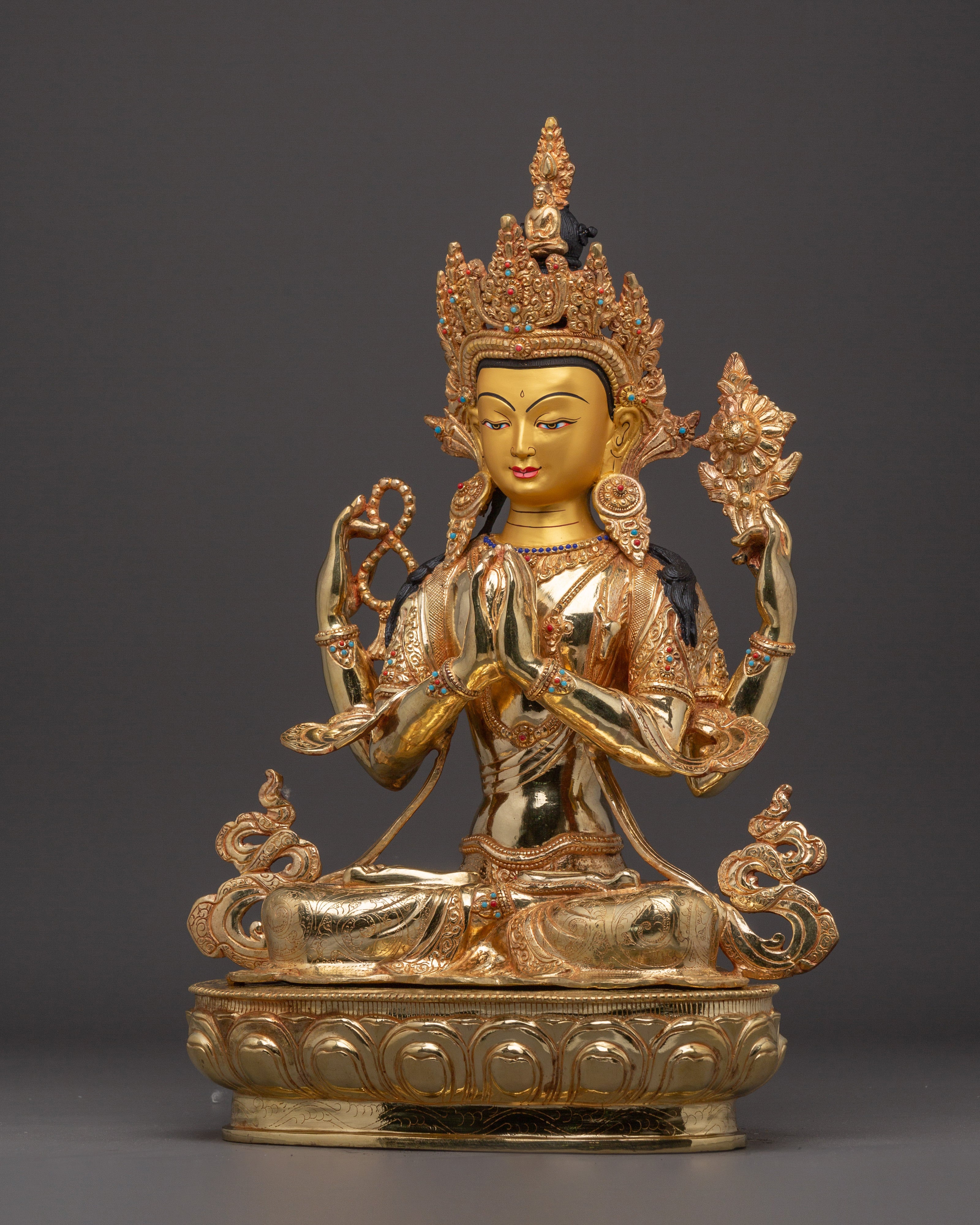 Majestic Buddhist God Chenrezig Statue | Tibetan Avalokiteshvara Deity