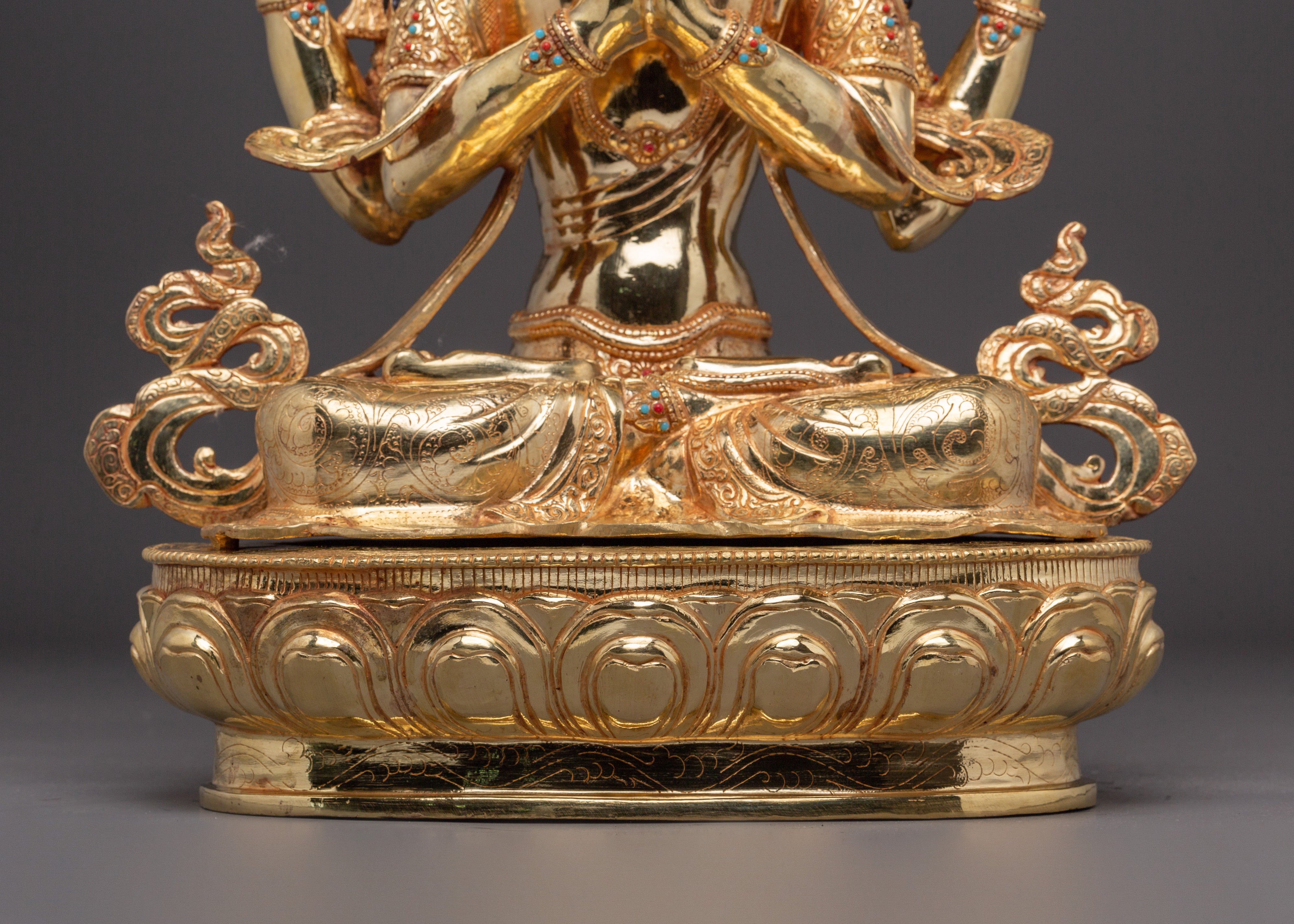 Majestic Buddhist God Chenrezig Statue | Tibetan Avalokiteshvara Deity