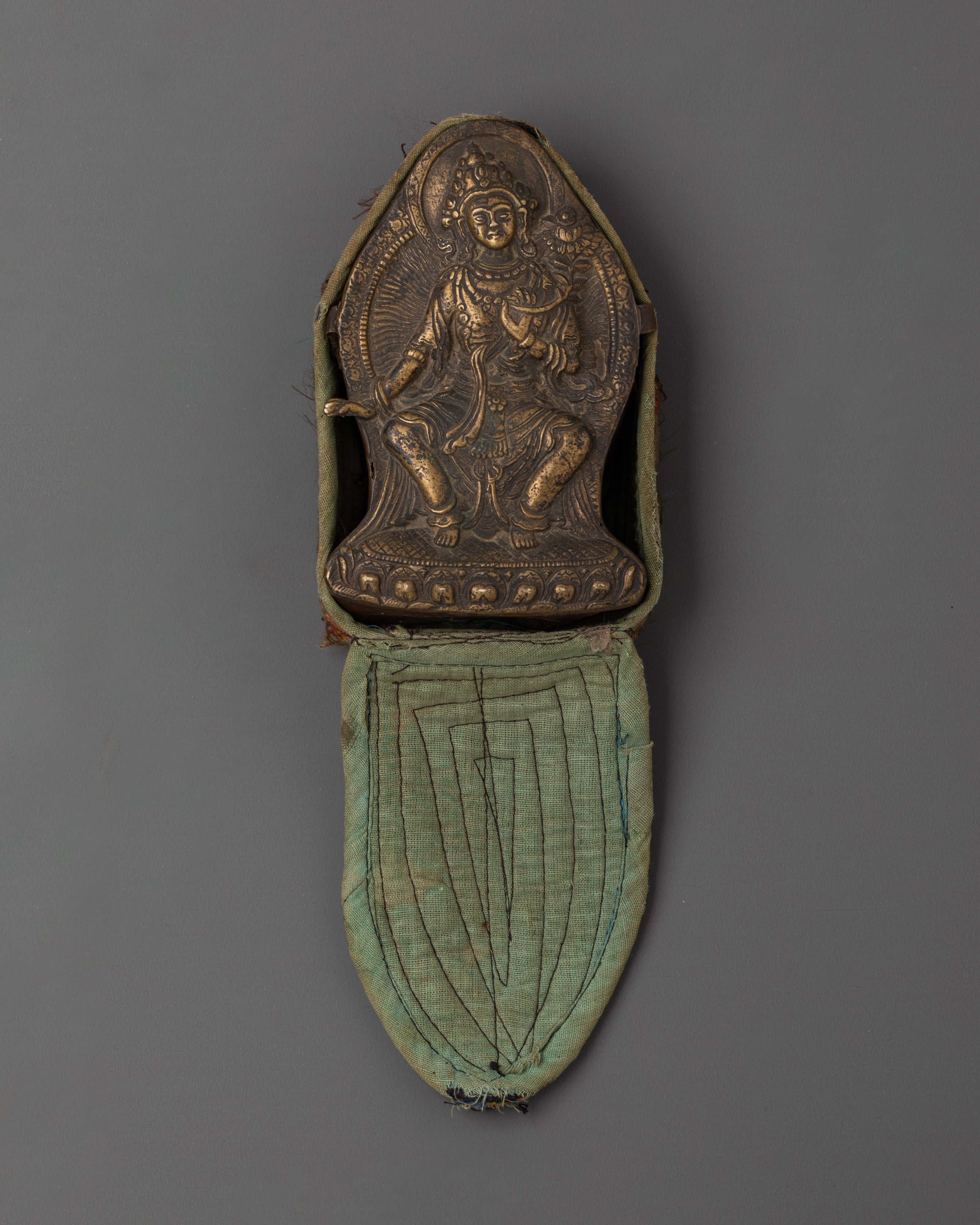 Tibetan Prayer Ghau Box | Brass Ritual Amulet Box with Antique Finishing