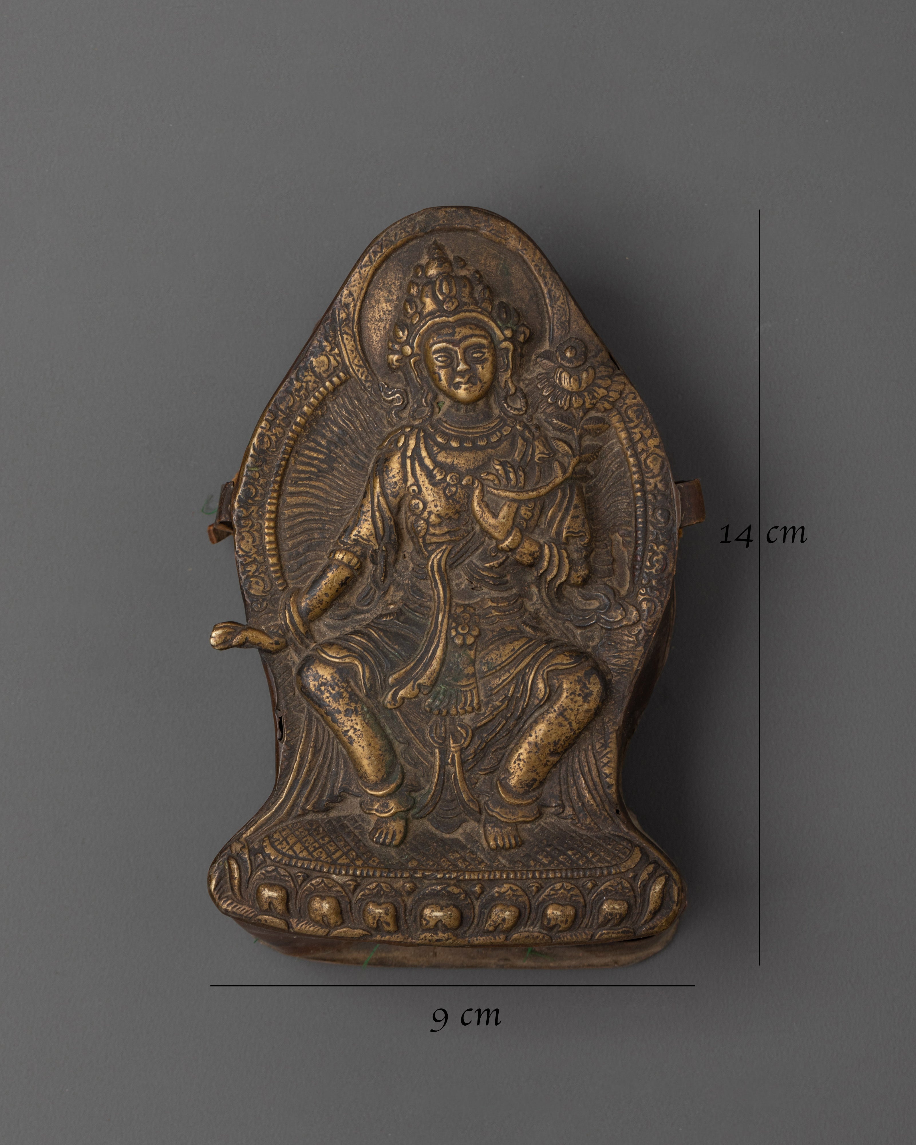 Tibetan Prayer Ghau Box | Brass Ritual Amulet Box with Antique Finishing
