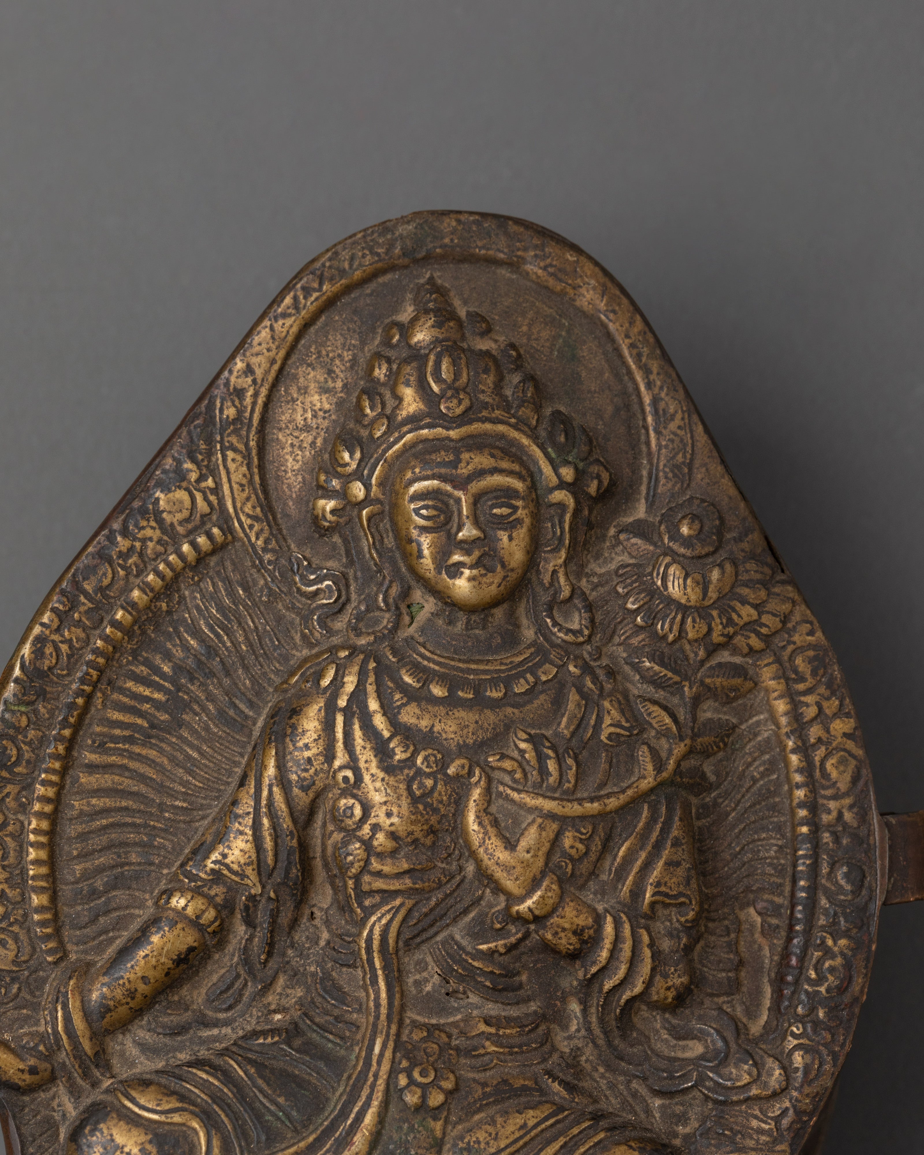 Tibetan Prayer Ghau Box | Brass Ritual Amulet Box with Antique Finishing