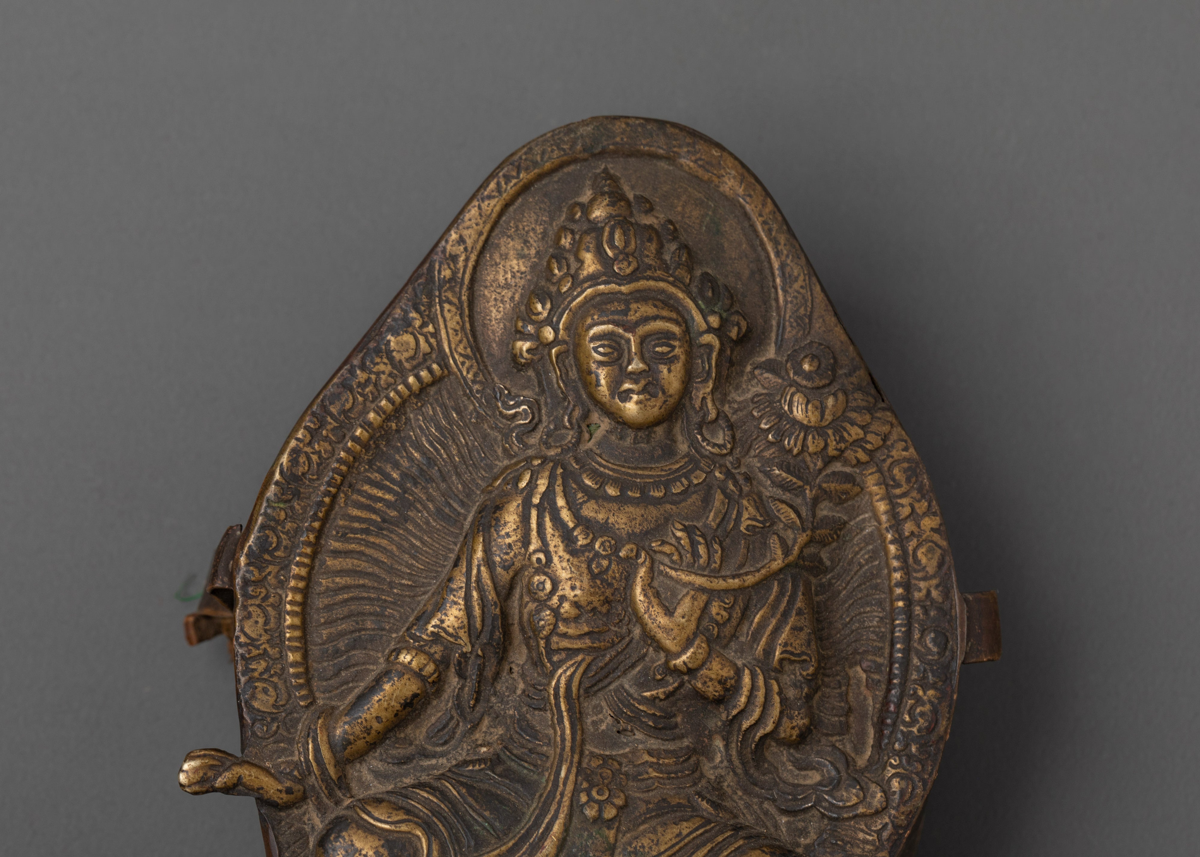 Tibetan Prayer Ghau Box | Brass Ritual Amulet Box with Antique Finishing