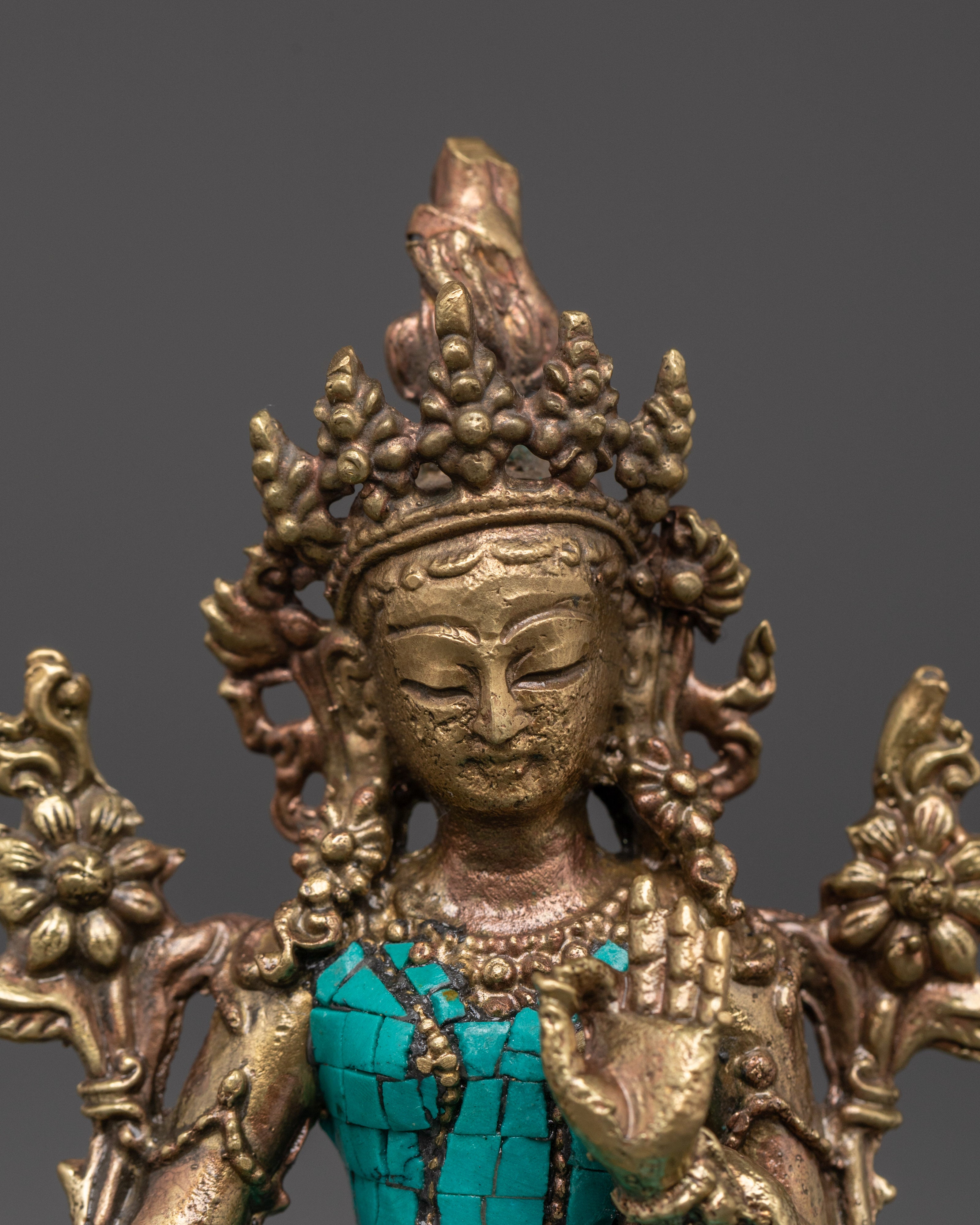 Buddhist Green Tara Brass  Statue | Healing Spiritual Decor