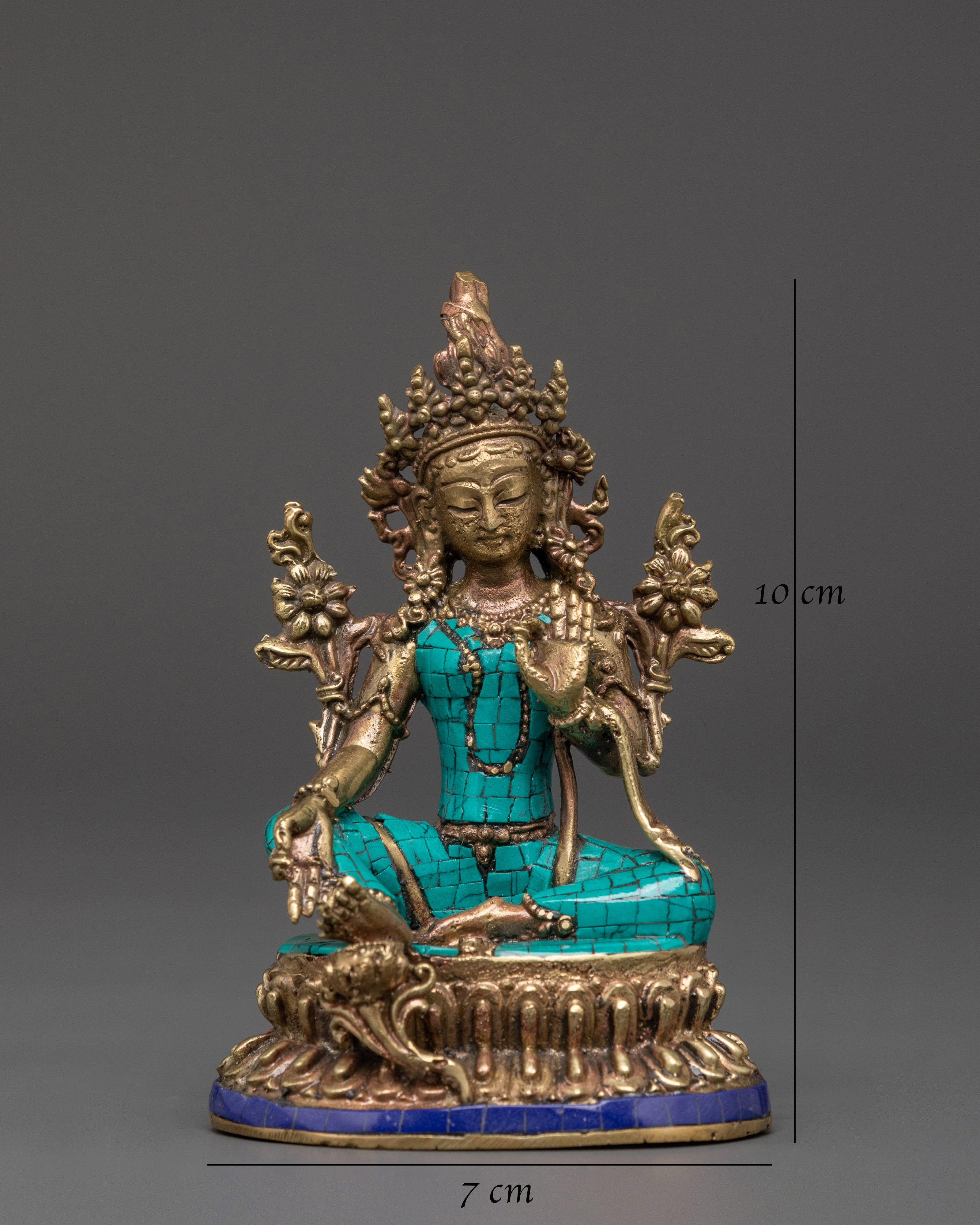 Buddhist Green Tara Brass  Statue | Healing Spiritual Decor
